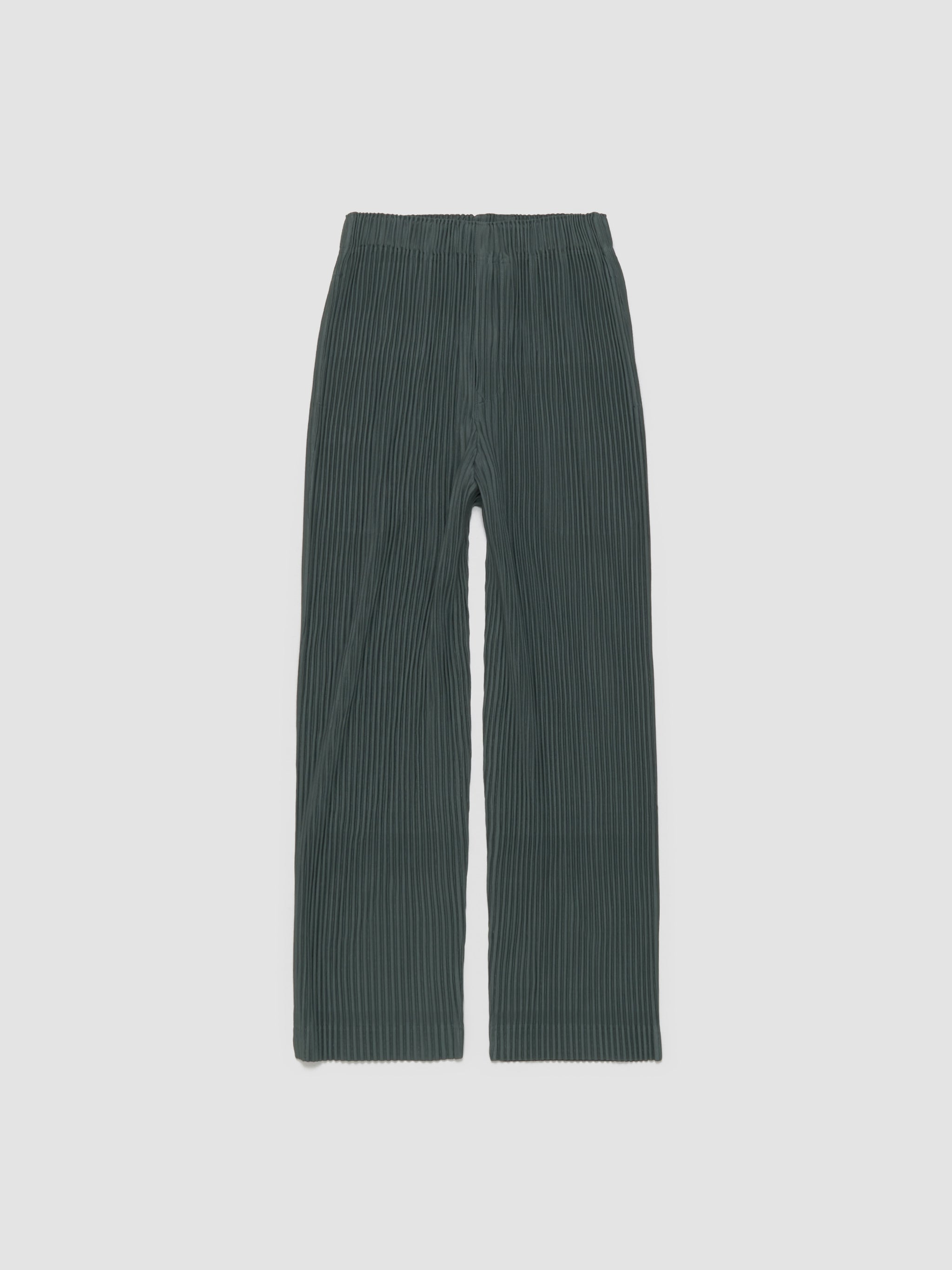 Pleated Straight Leg Trousers in Moss Green