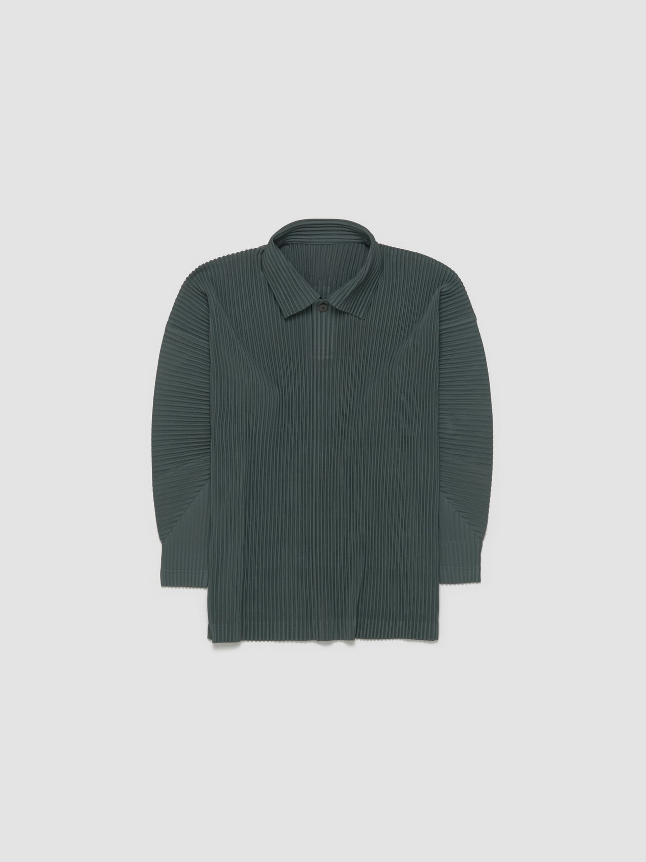 Pleated Polo Shirt in Moss Green