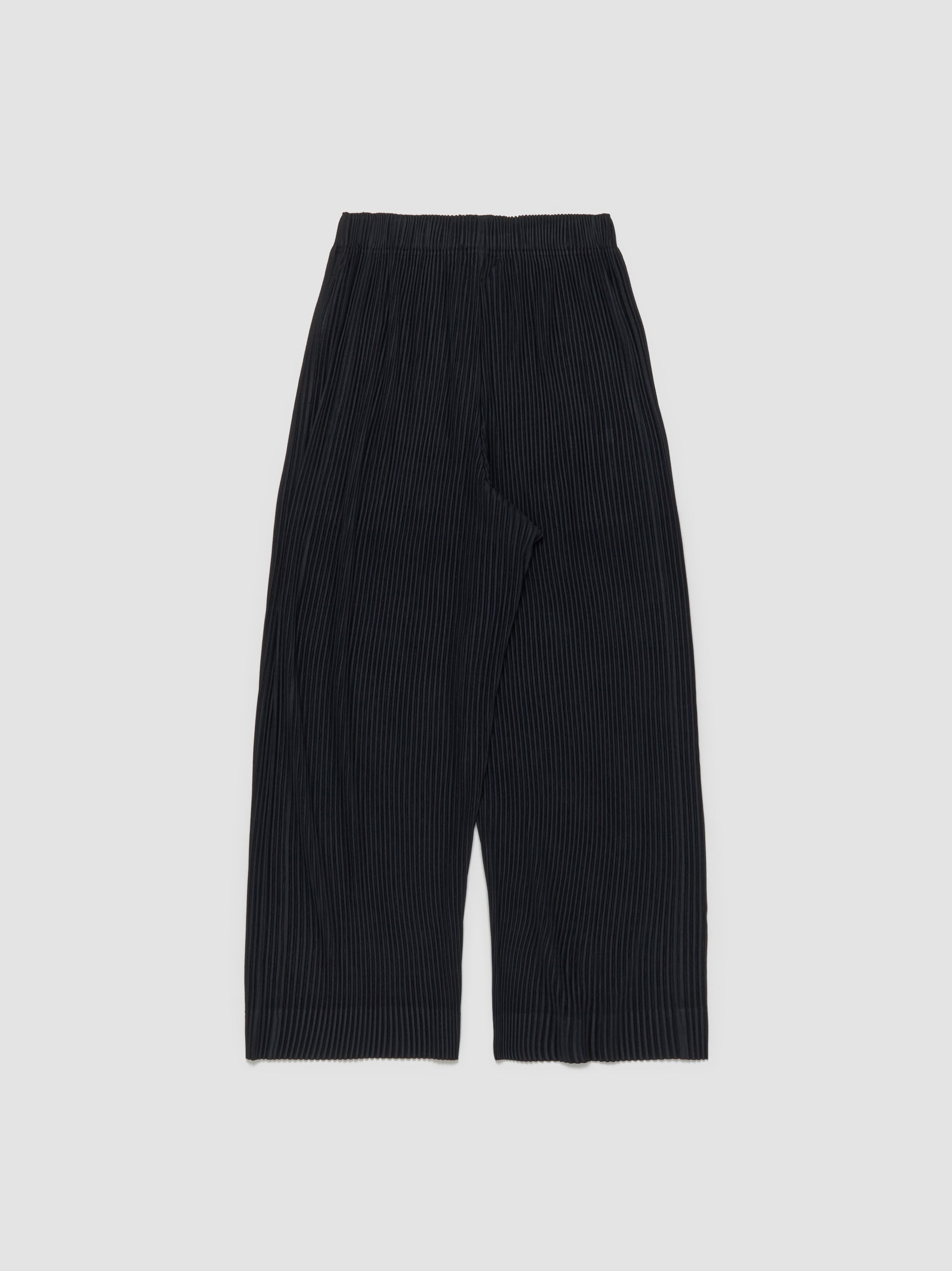 Pleated Straight Leg Trousers in Black