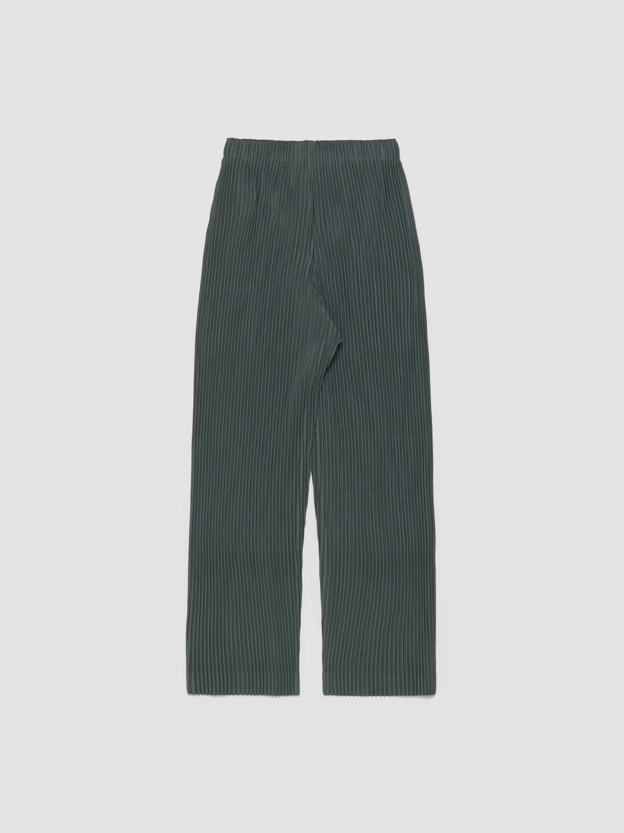 Pleated Straight Leg Trousers in Moss Green