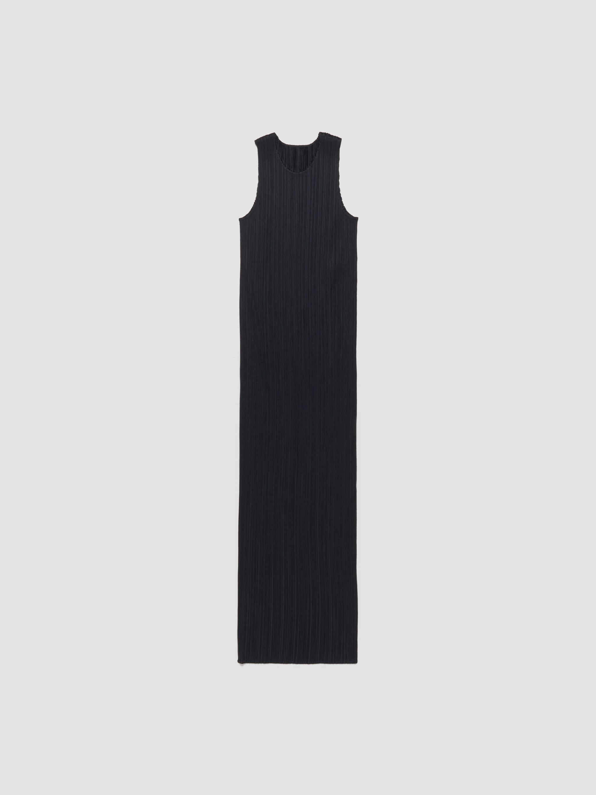 Pleated Sleeveless Dress in Black