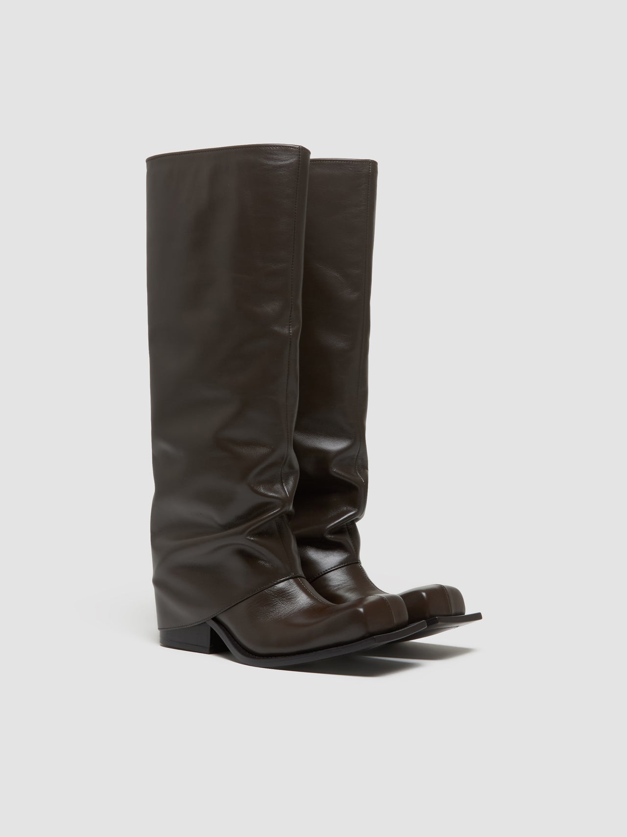 Havva Chunky Heel Trouser Boots in Chocolate Brown
