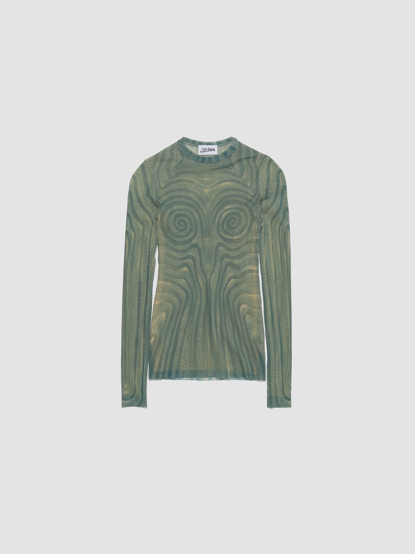 Mesh Long Sleeved "Spiral" Top in Aqua
