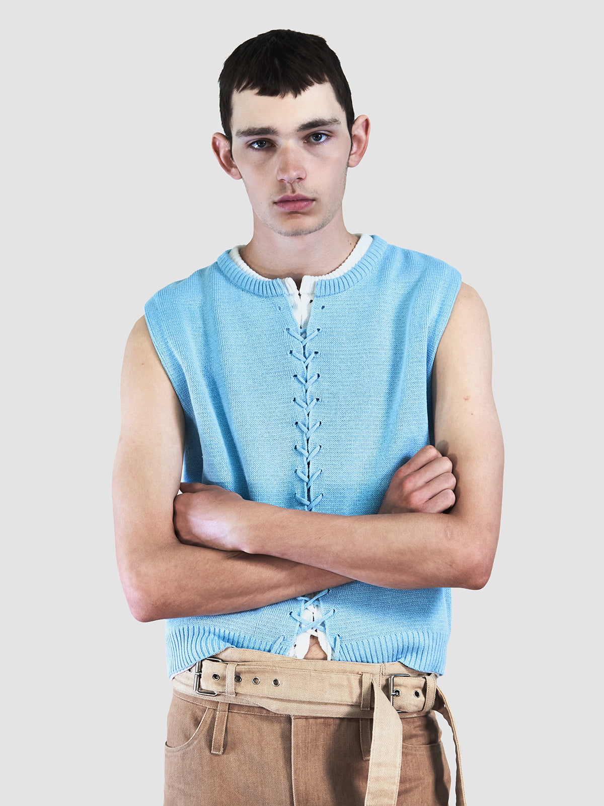 Viper Knit Vest in Sky Blue