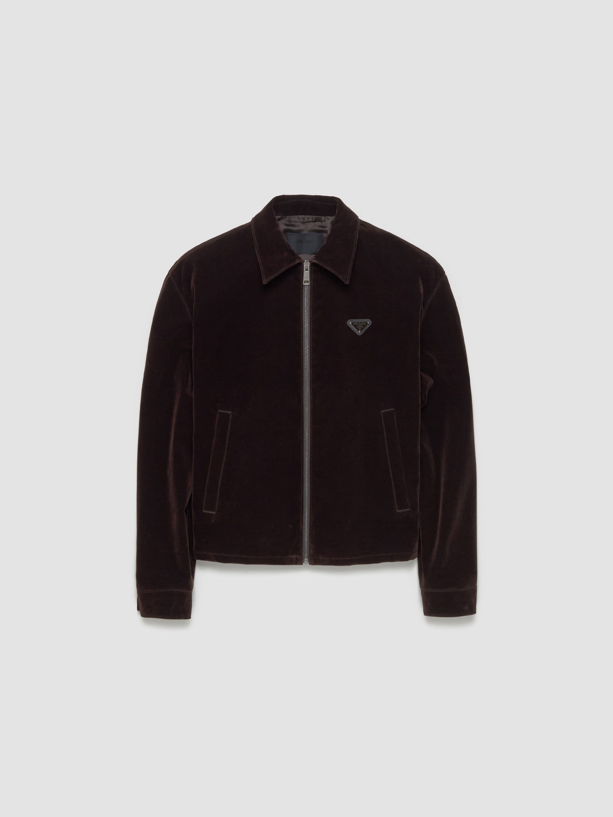 Cotton Velvet Blouson Jacket in Ebony