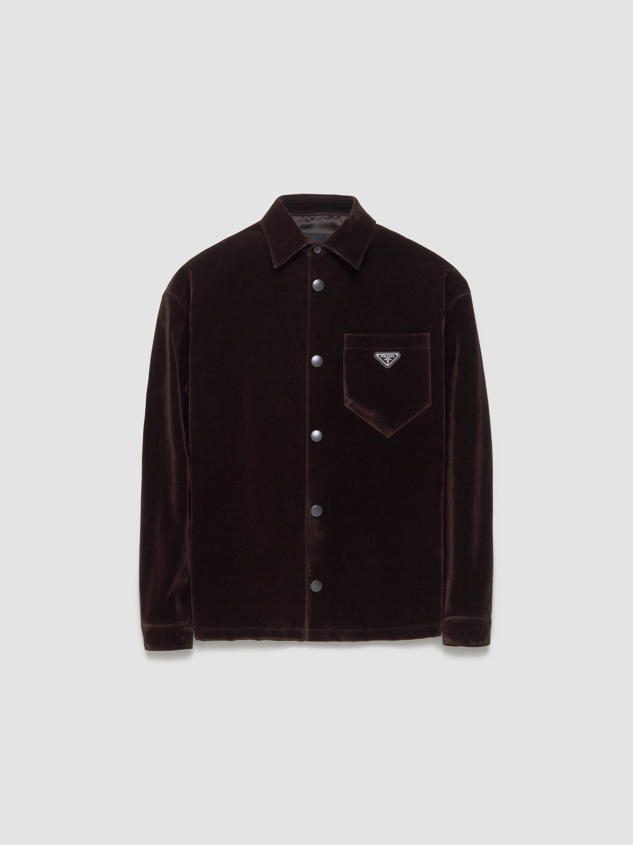 Stretch Velvet Cotton Shirt in Ebony