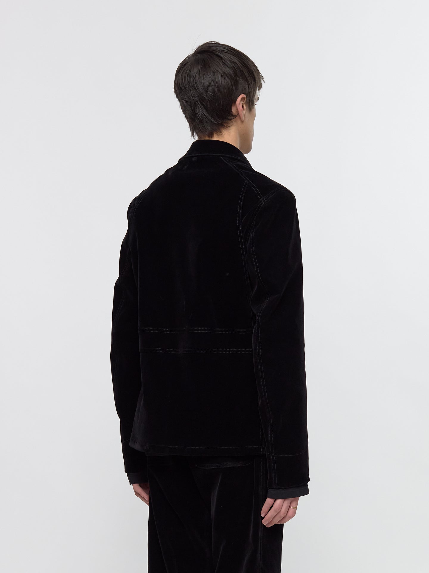 Velvet Denim Blouson in Black