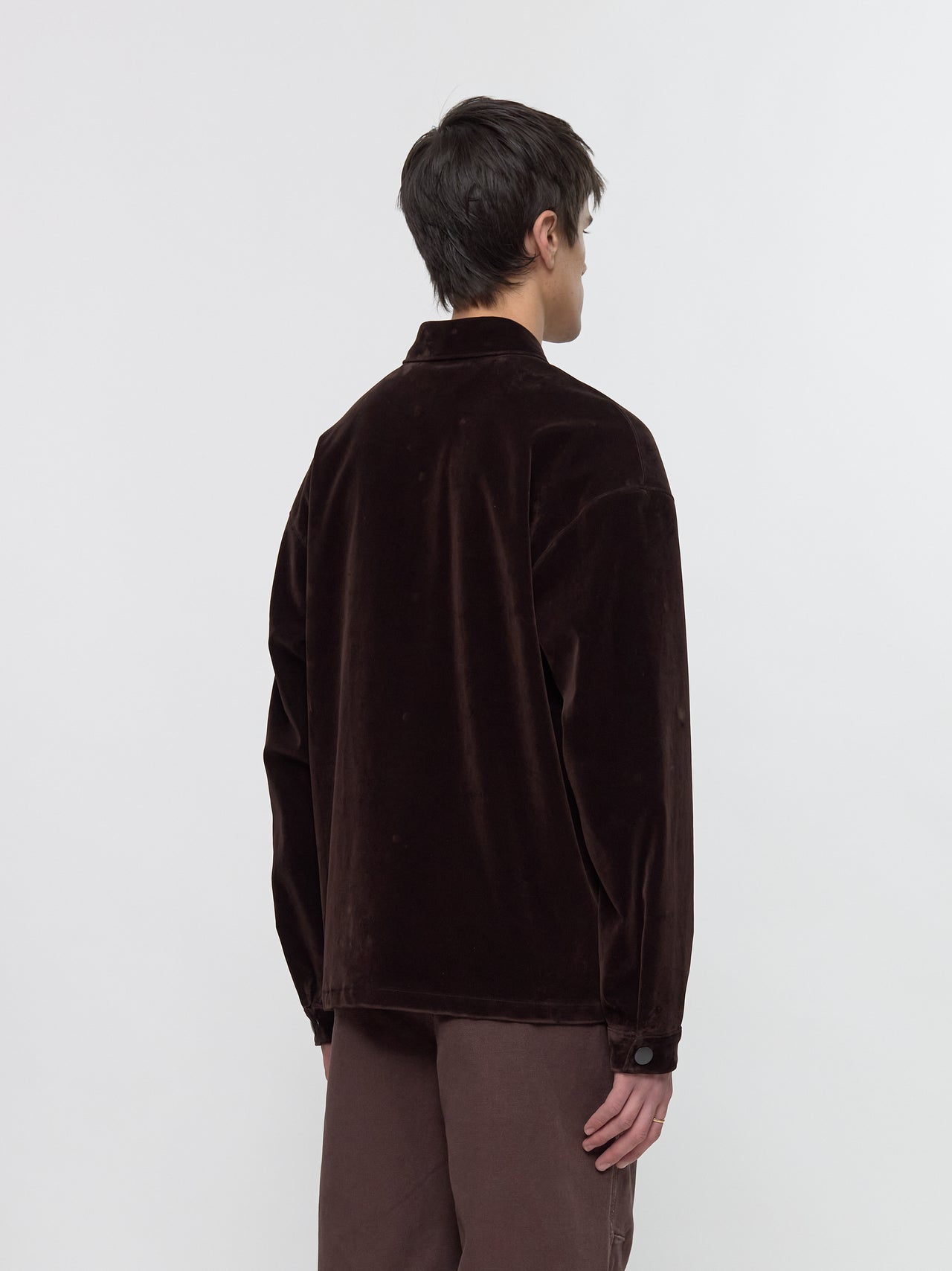 Stretch Velvet Cotton Shirt in Ebony