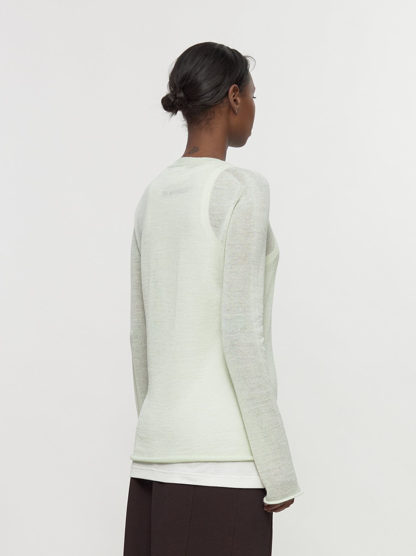 Crewneck Knit Jumper with Jersey Tank Top in Mint