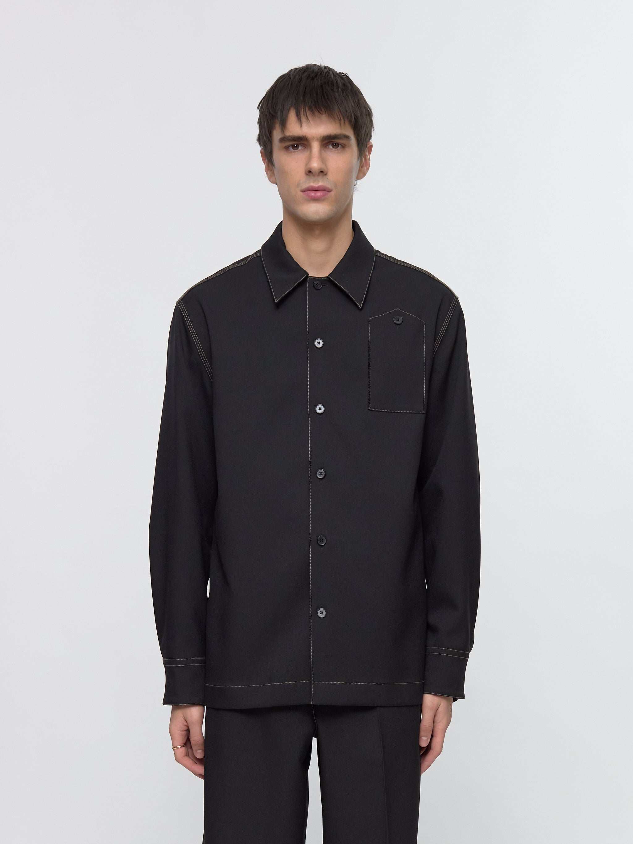 Shirt with Contrast Stitching in Black