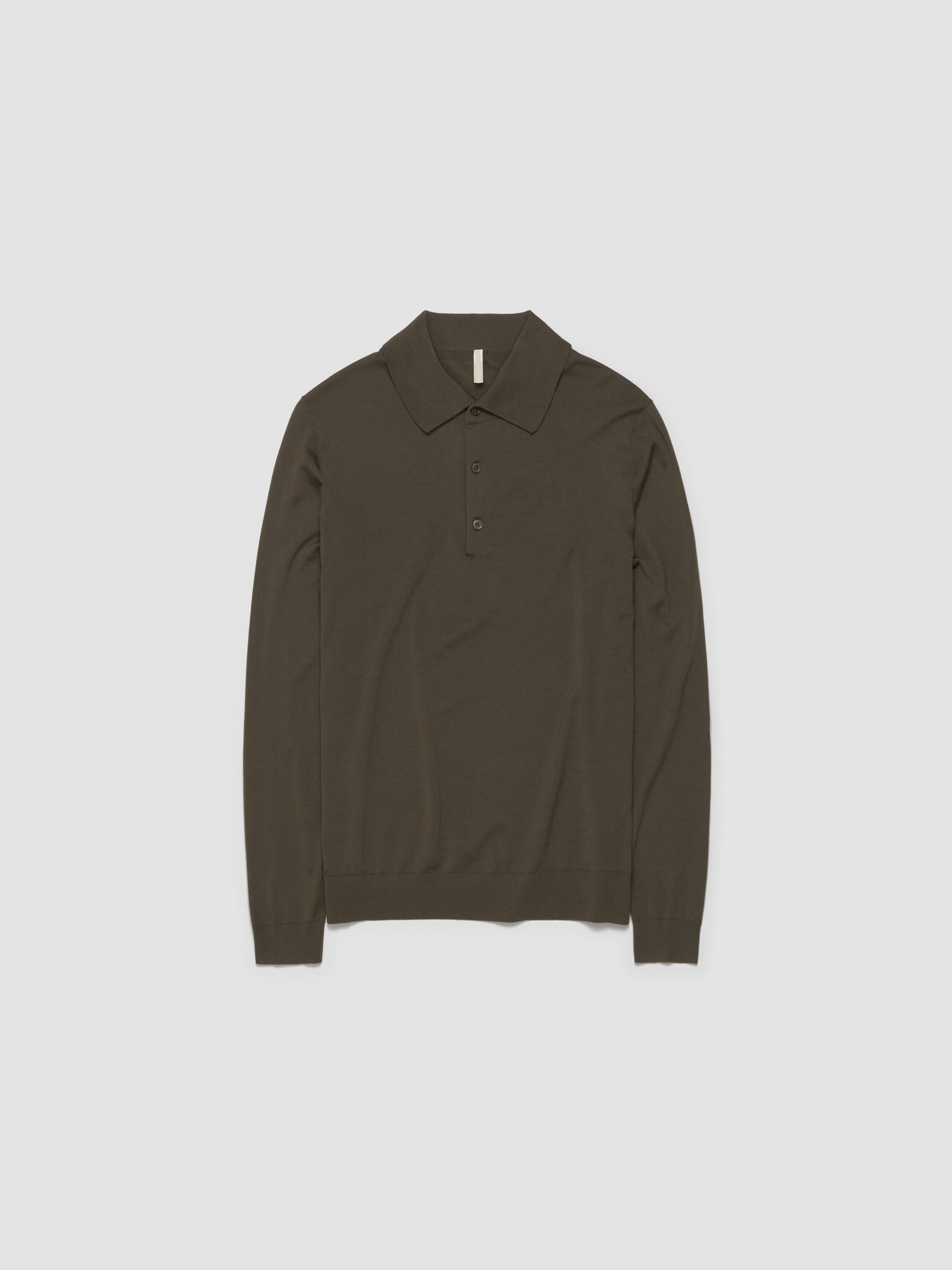 Merino Polo Longsleeve in Army