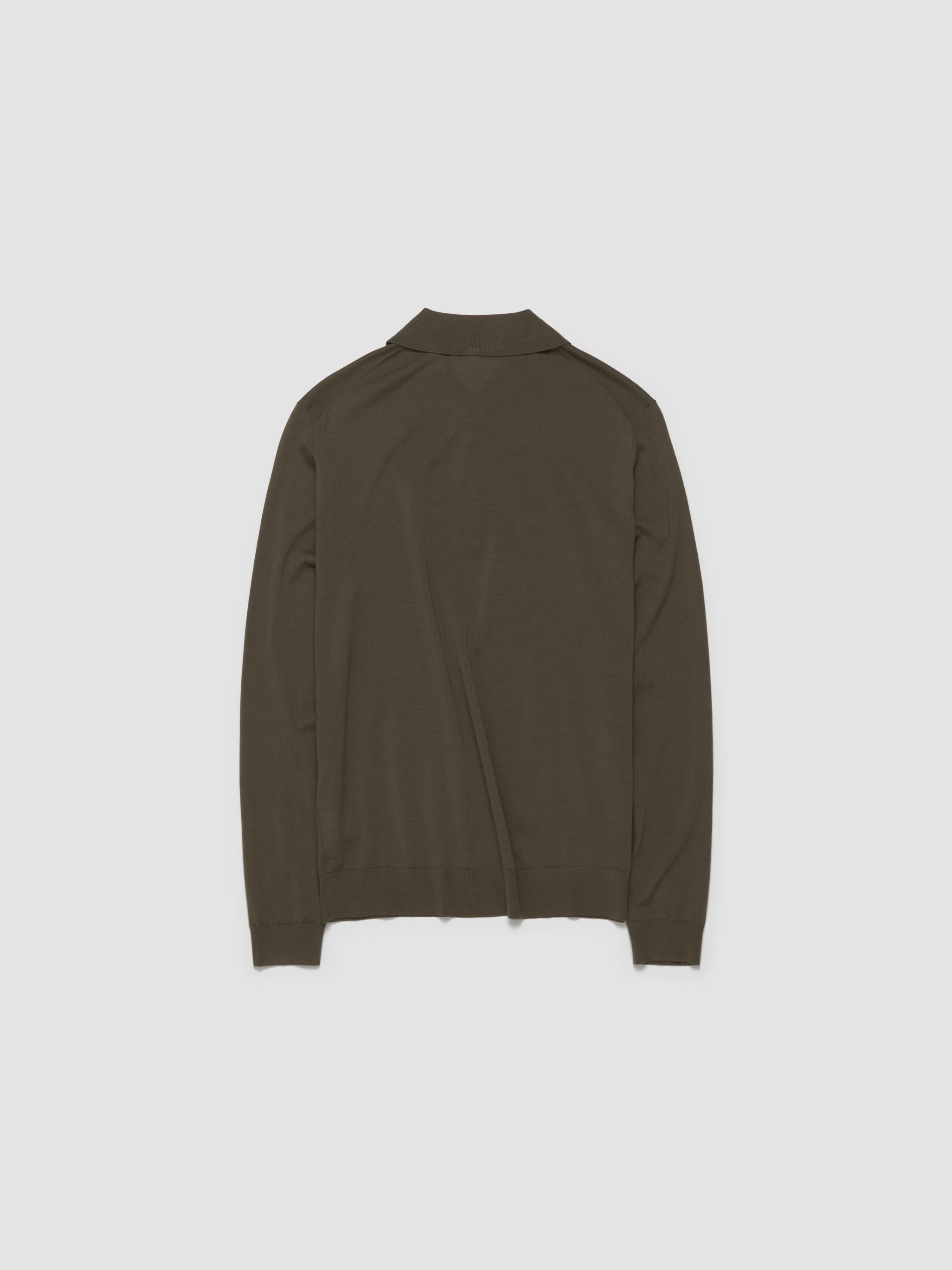 Merino Polo Longsleeve in Army