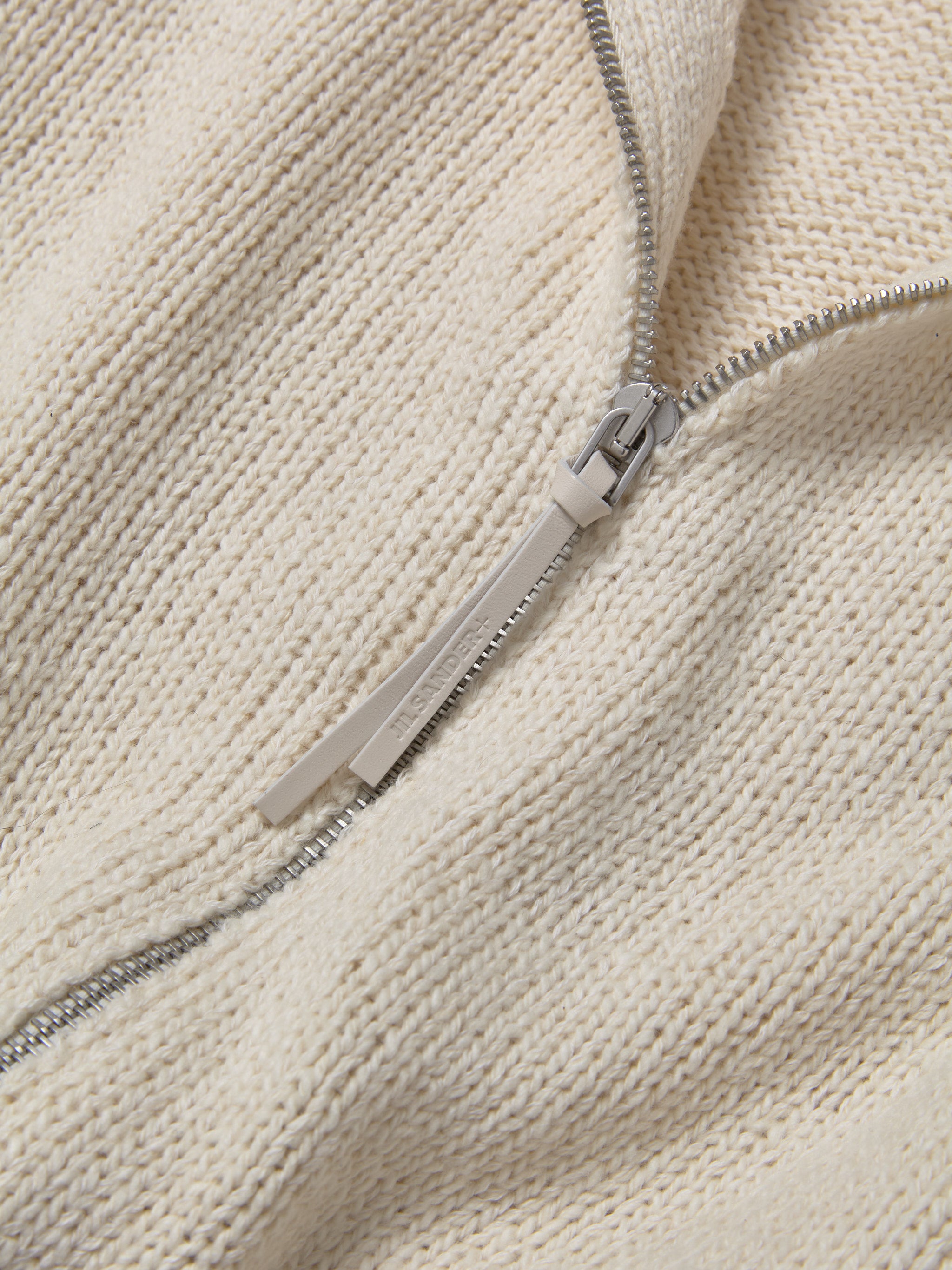 Longsleeve Highneck Zip-Up Cardigan in Coconut