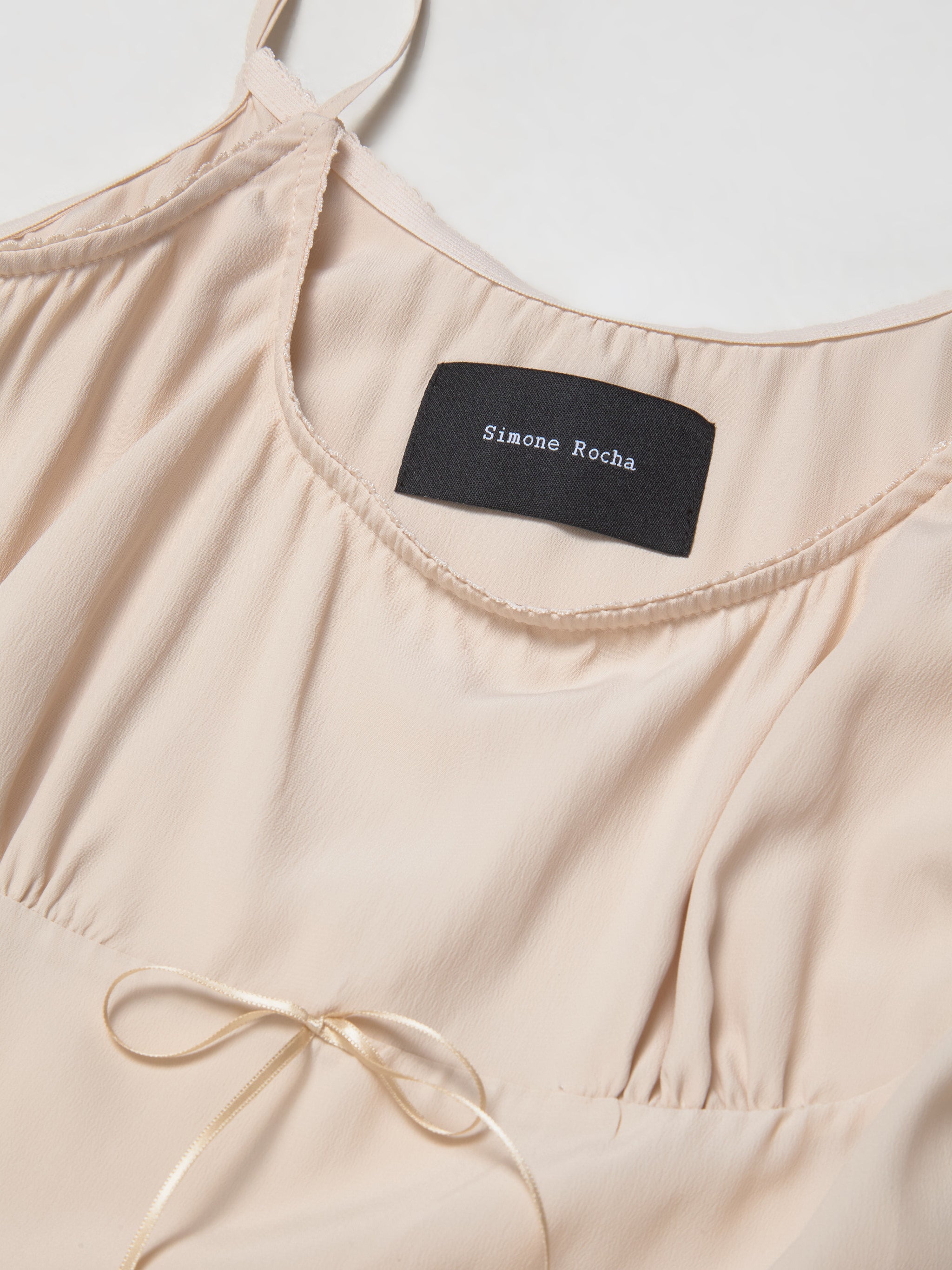 Negligee Bow Detail Slip Dress in Nude