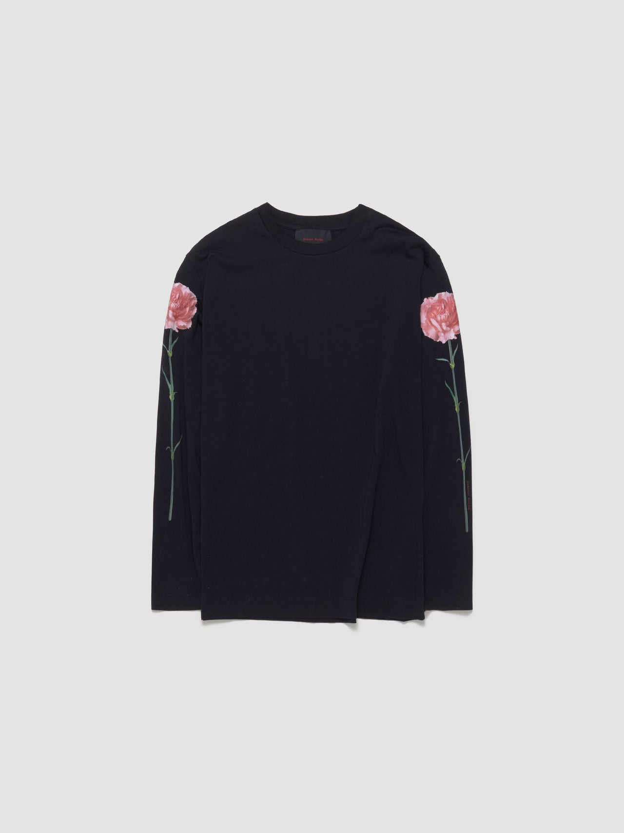 Carnation Print Long Sleeve T-Shirt in Black