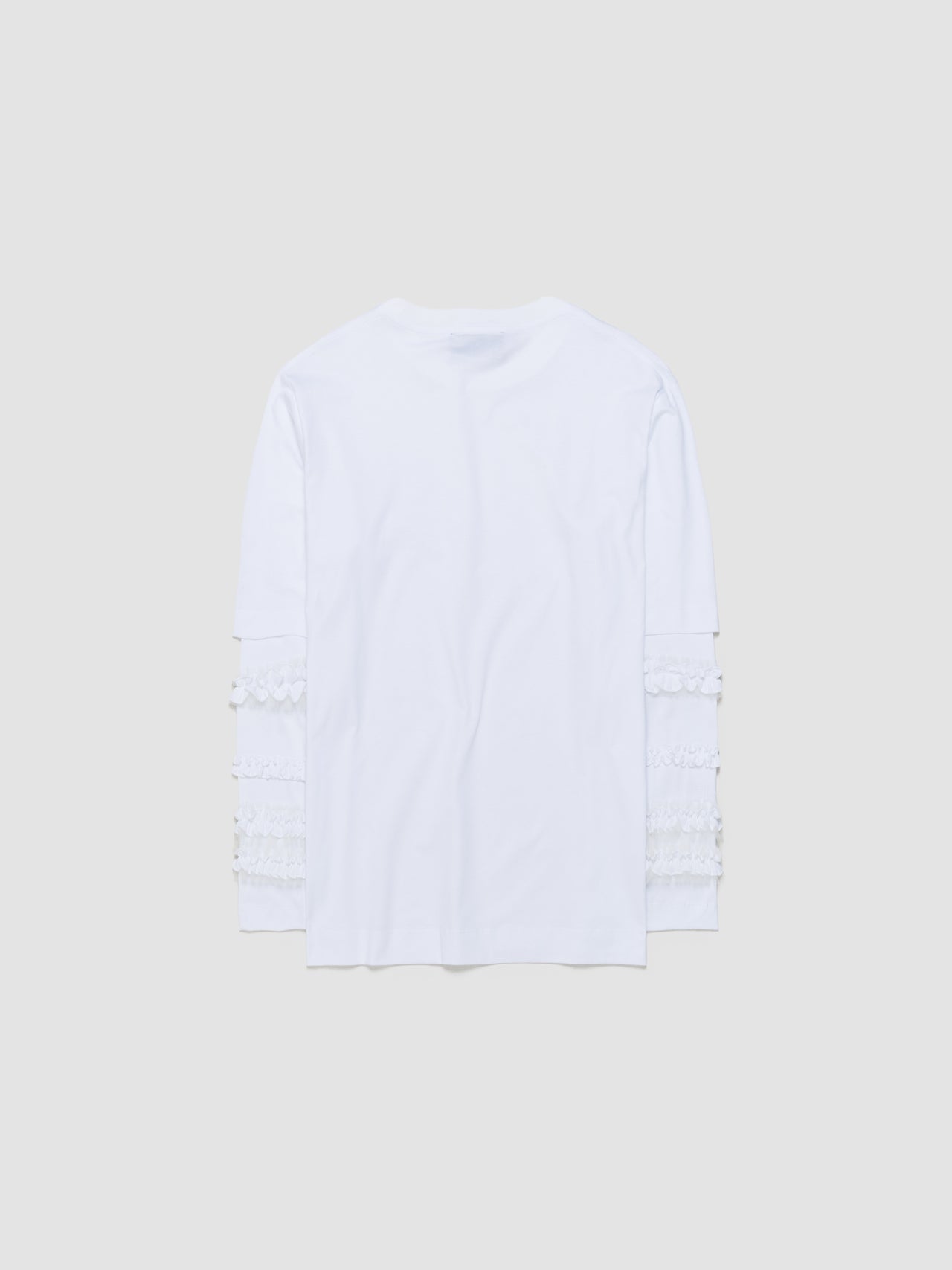 Layered Ruffle Frill Long Sleeve T-Shirt in White