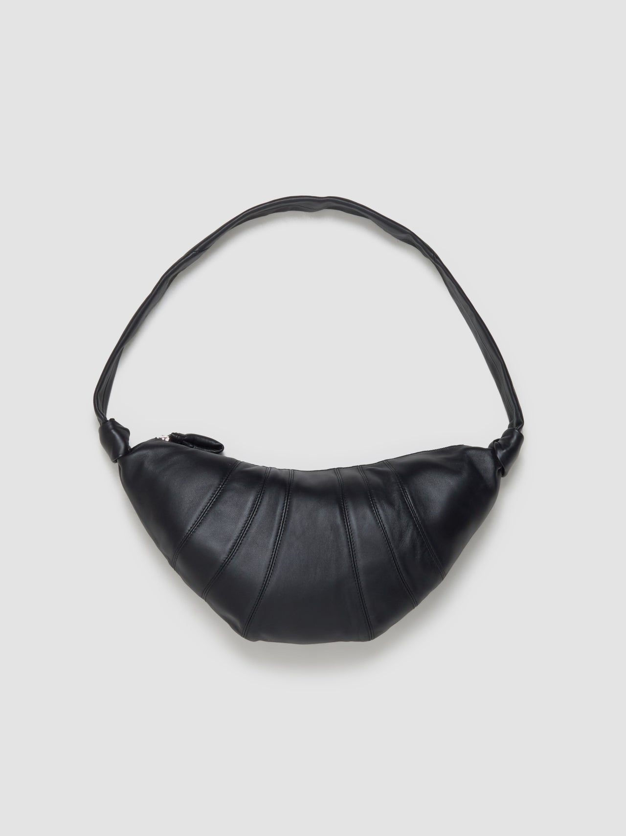 Medium Nappa Leather Croissant Bag in Black