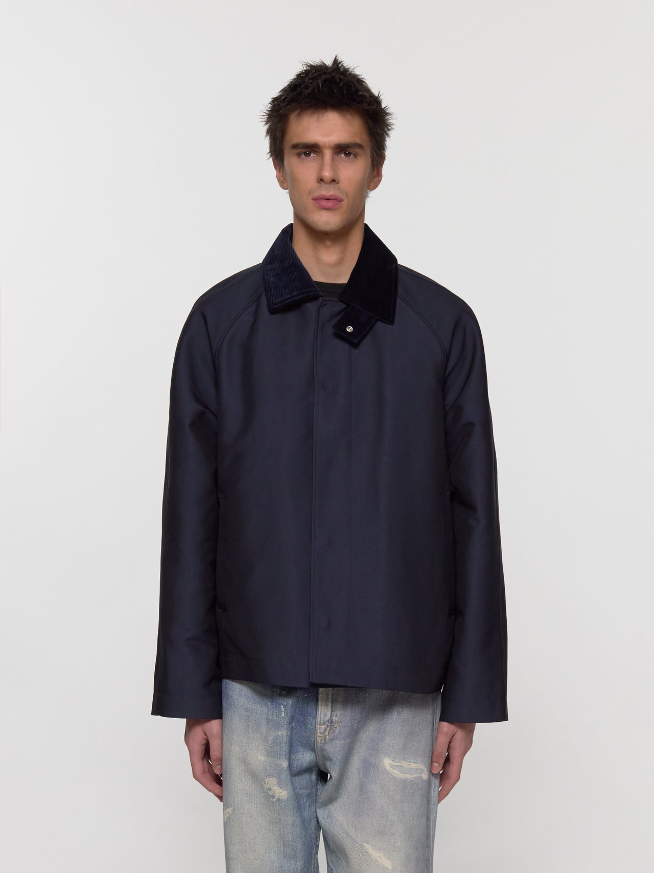 Short Raglan Coat in Navy