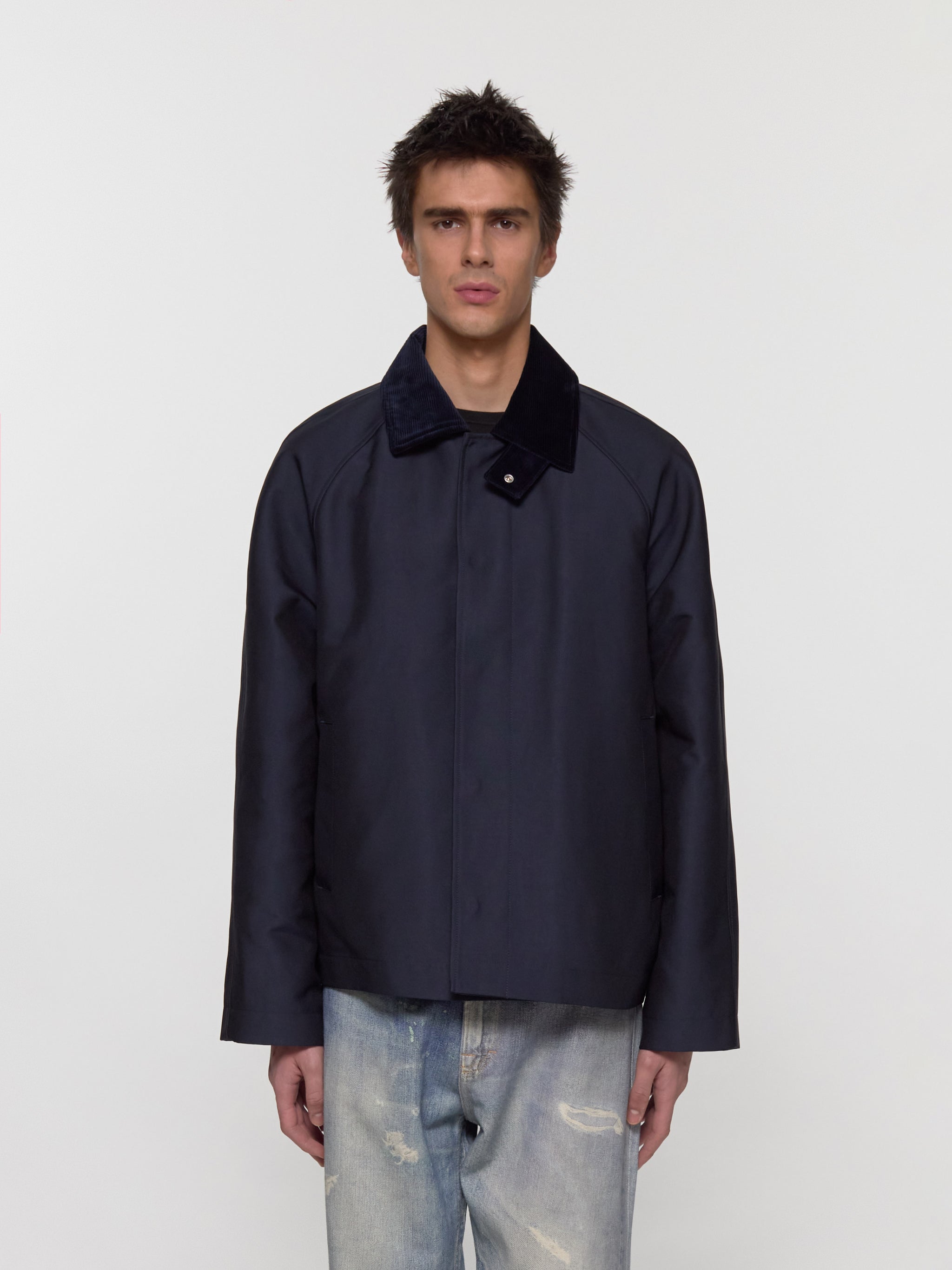 Short Raglan Coat in Navy