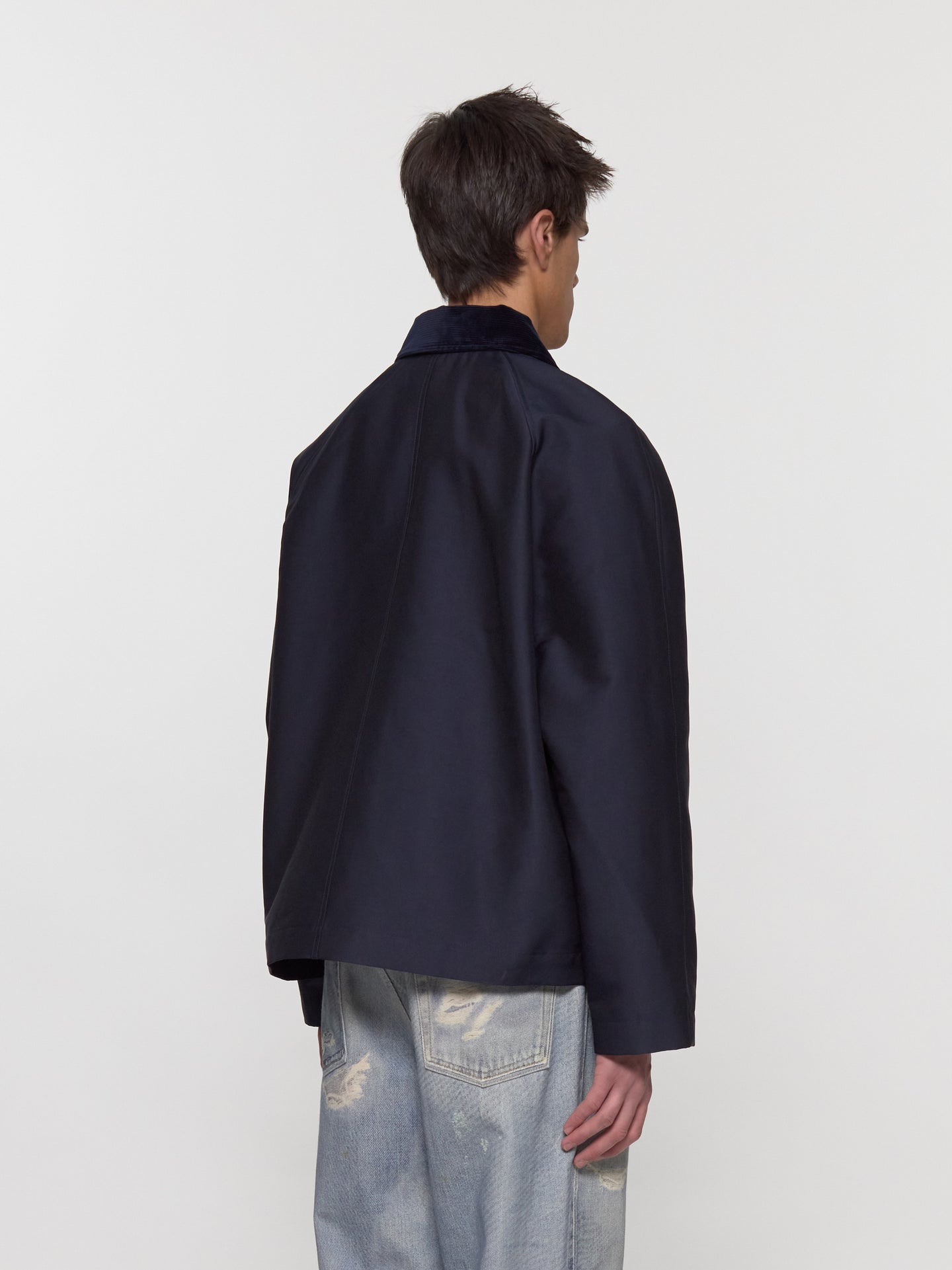 Short Raglan Coat in Navy