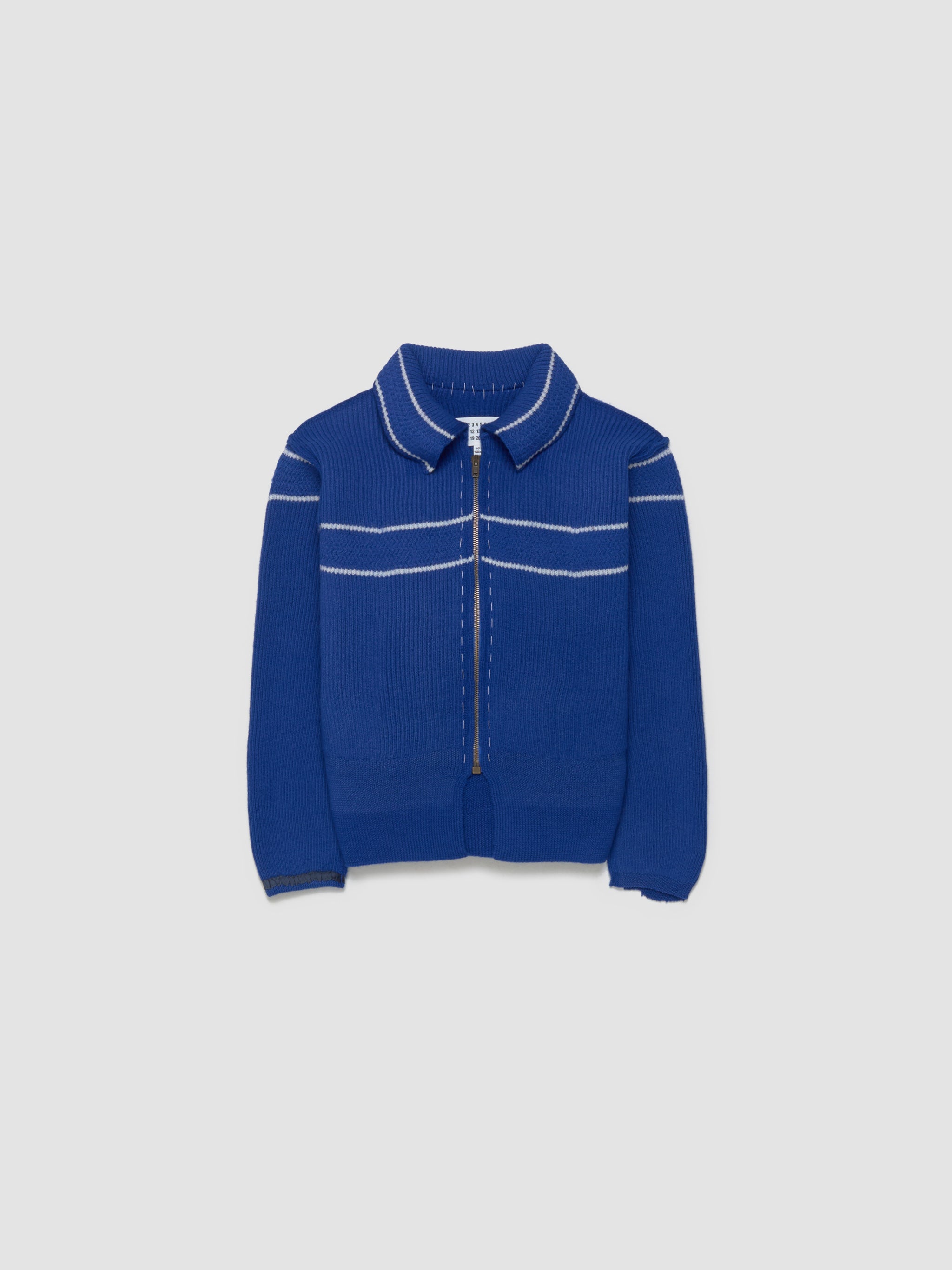 Wool Cardigan in Bluette & Off White