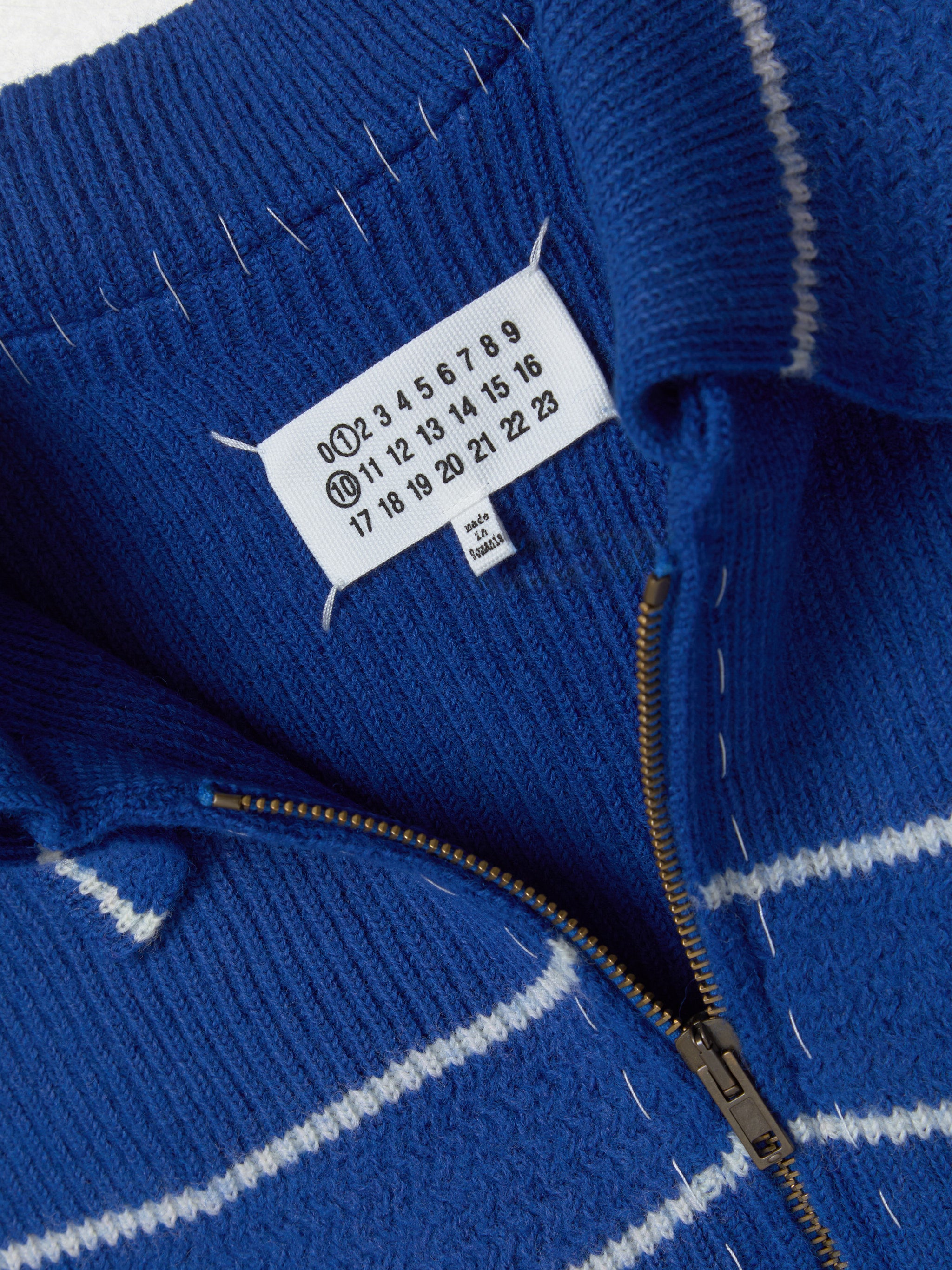 Wool Cardigan in Bluette & Off White