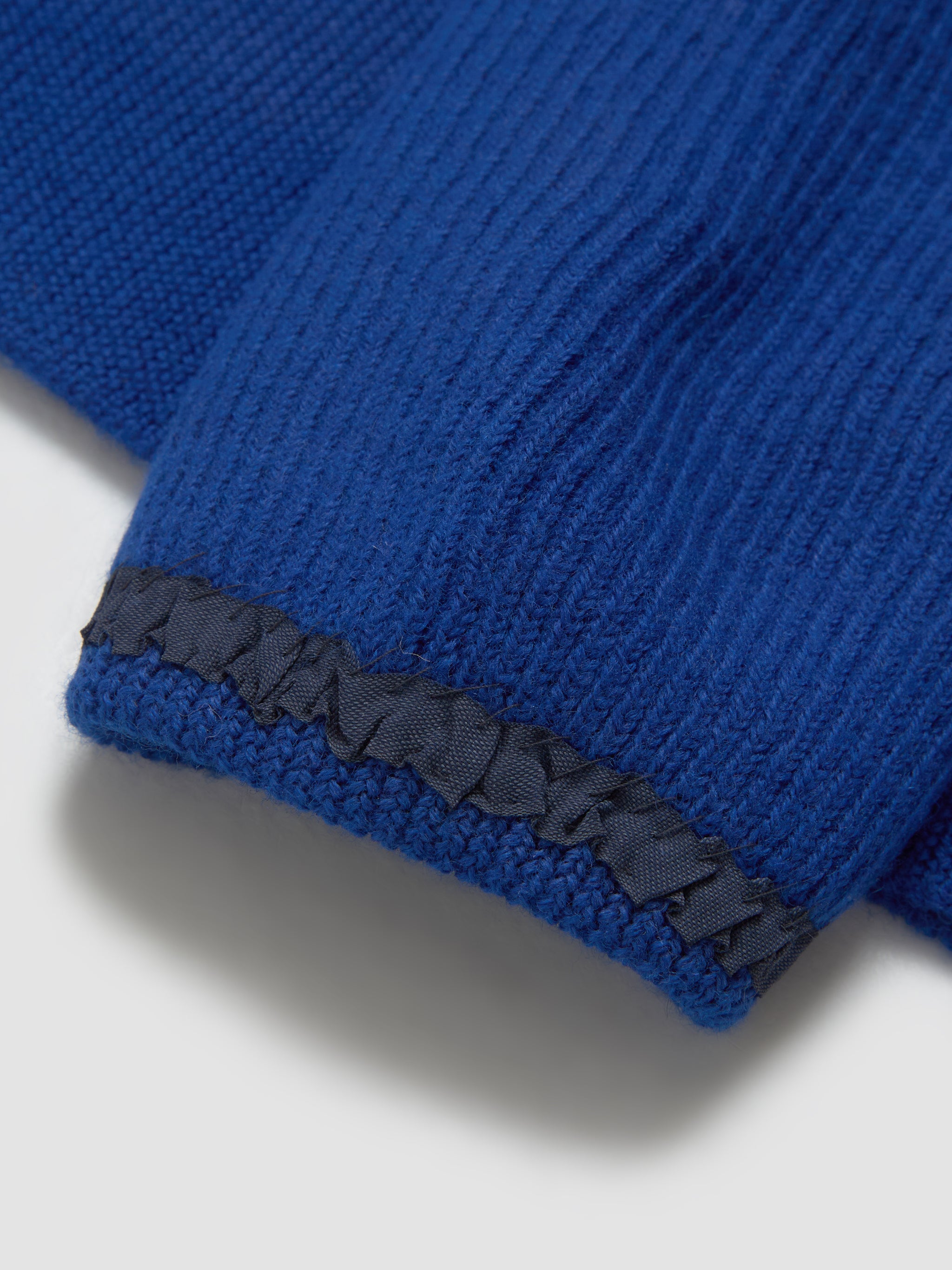 Wool Cardigan in Bluette & Off White