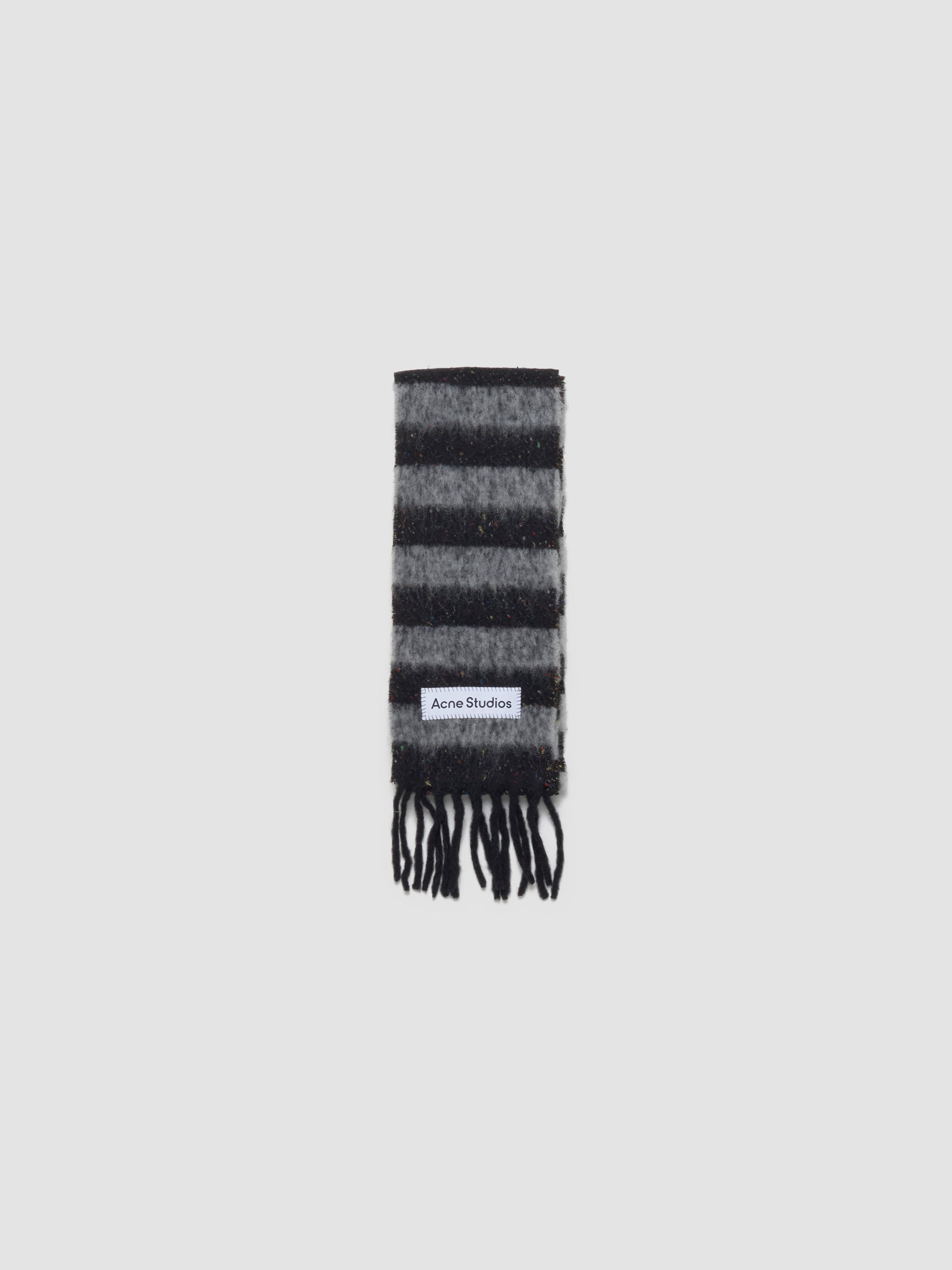 Wool Mohair Skinny Scarf in Black & Grey