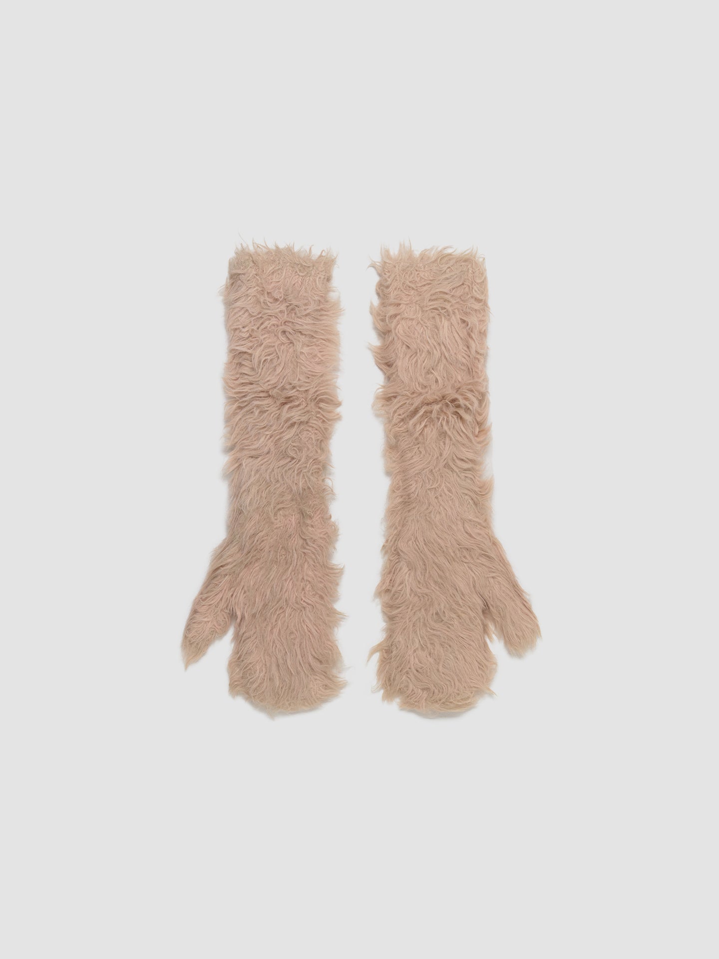 Fluffy Mittens in Beige