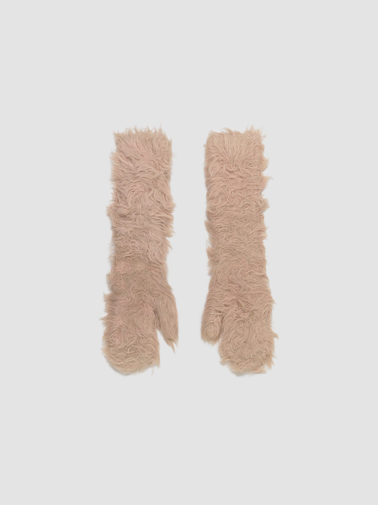 Fluffy Mittens in Beige