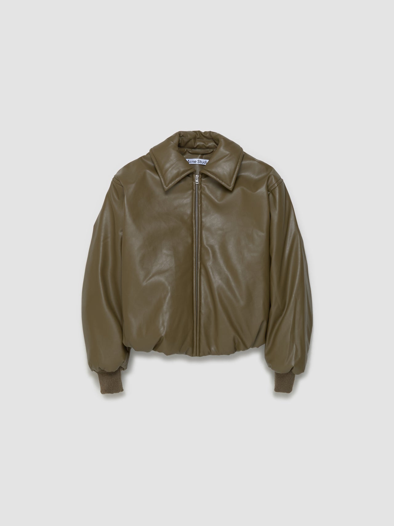 Coated Bomber Jacket in Khaki Green