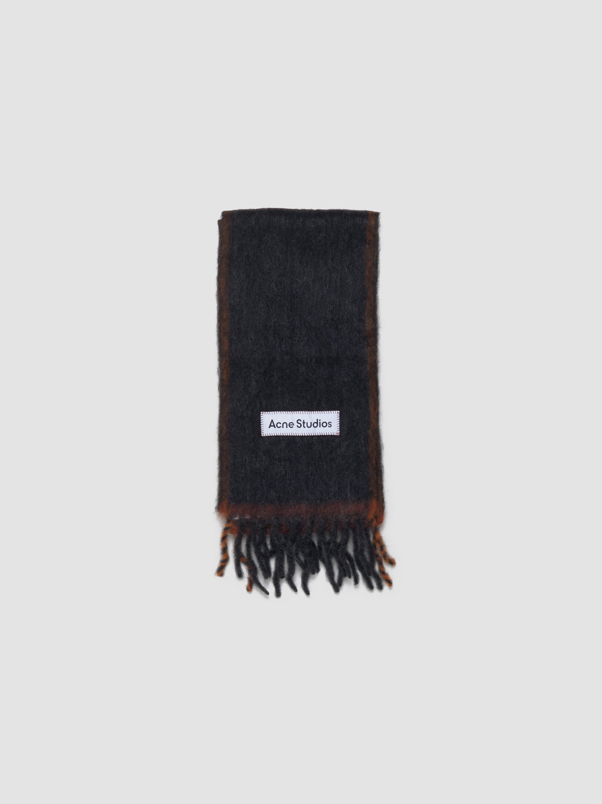 Wool Mohair Narrow Scarf in Black