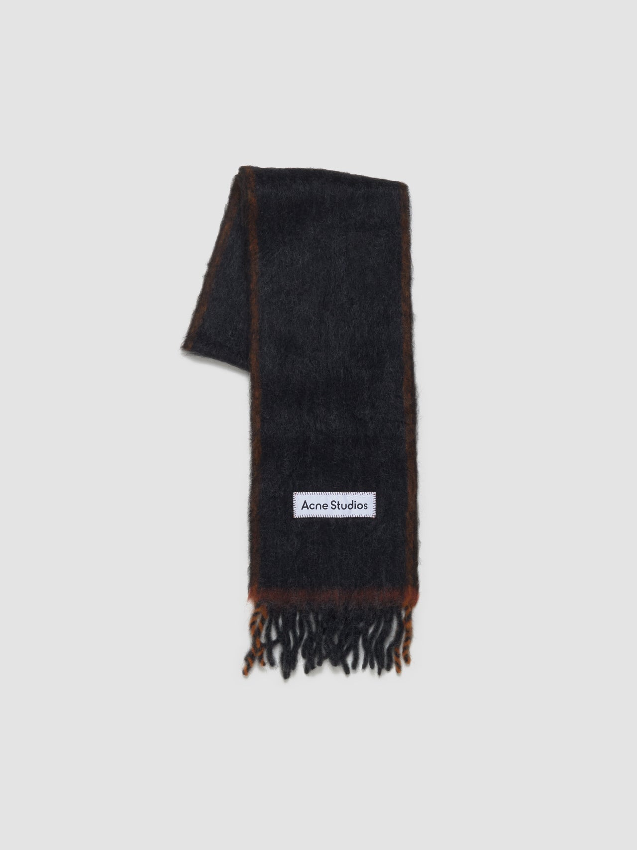 Wool Mohair Narrow Scarf in Black