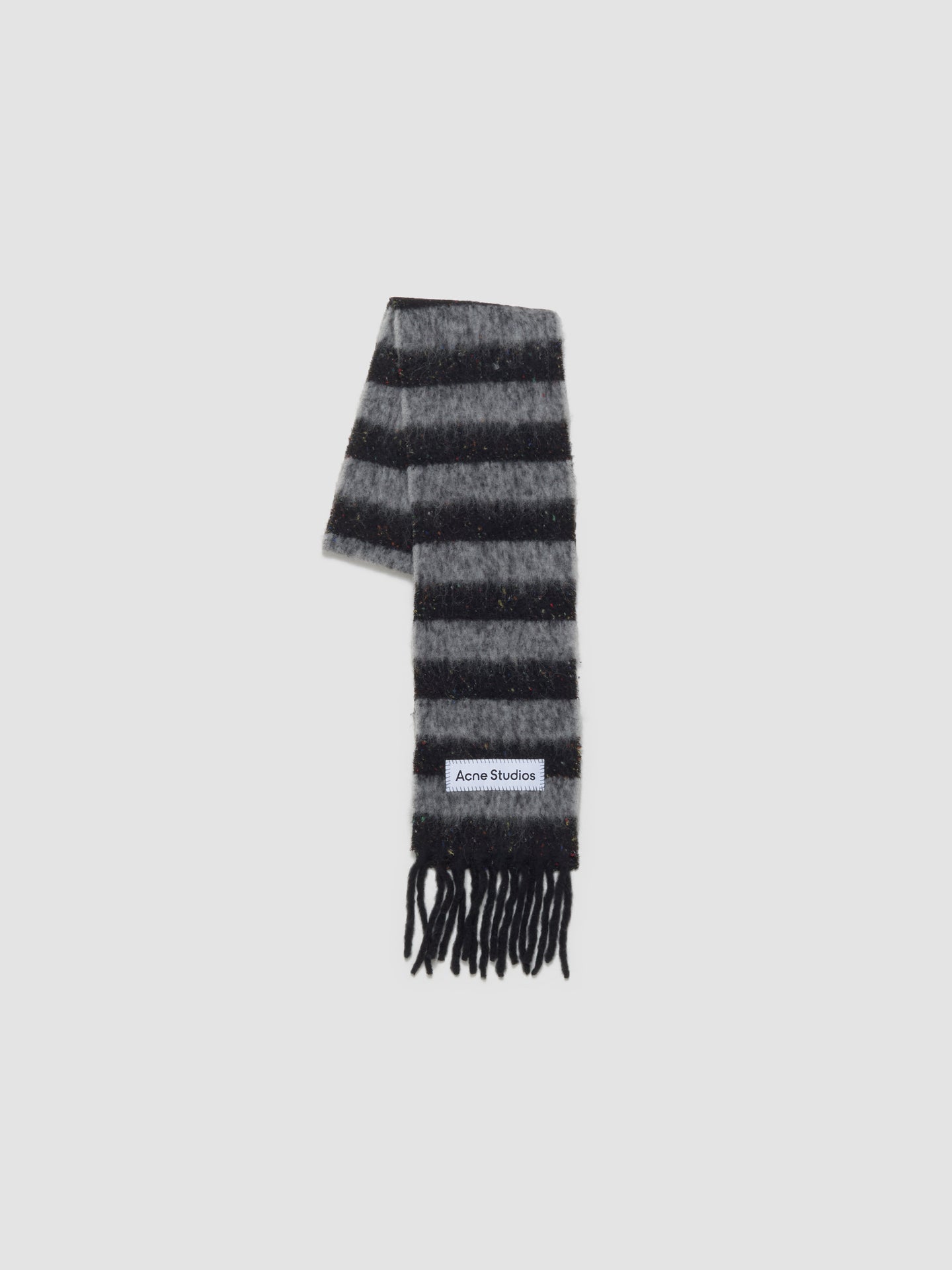 Wool Mohair Skinny Scarf in Black & Grey