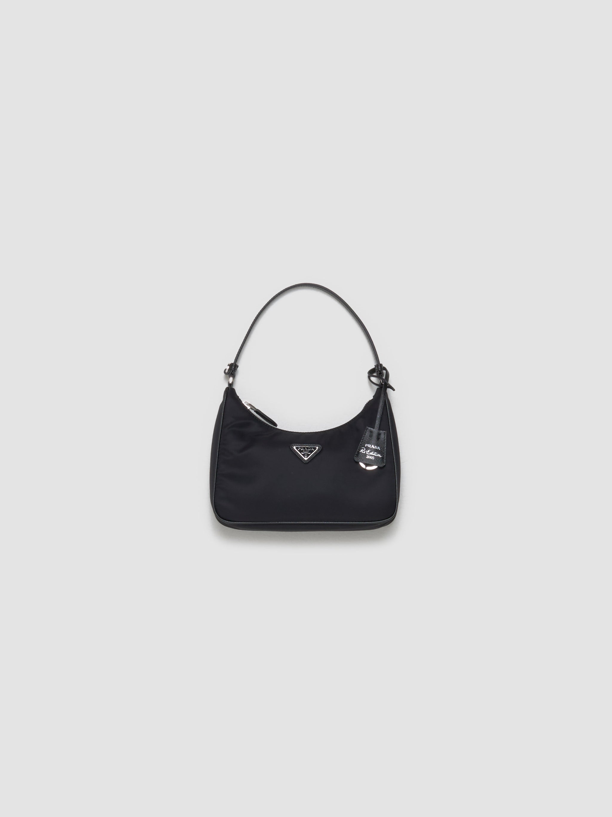 Re-Edition 2005 Re-Nylon and Saffiano Mini Bag in Black