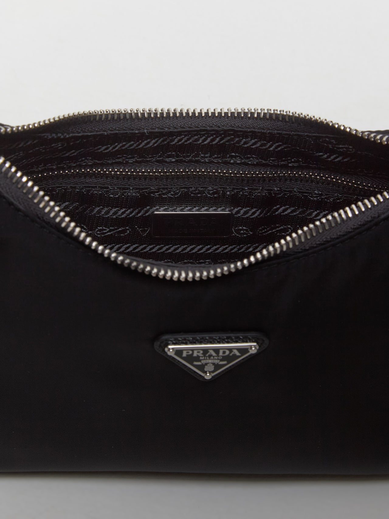 Re-Edition 2005 Re-Nylon and Saffiano Mini Bag in Black