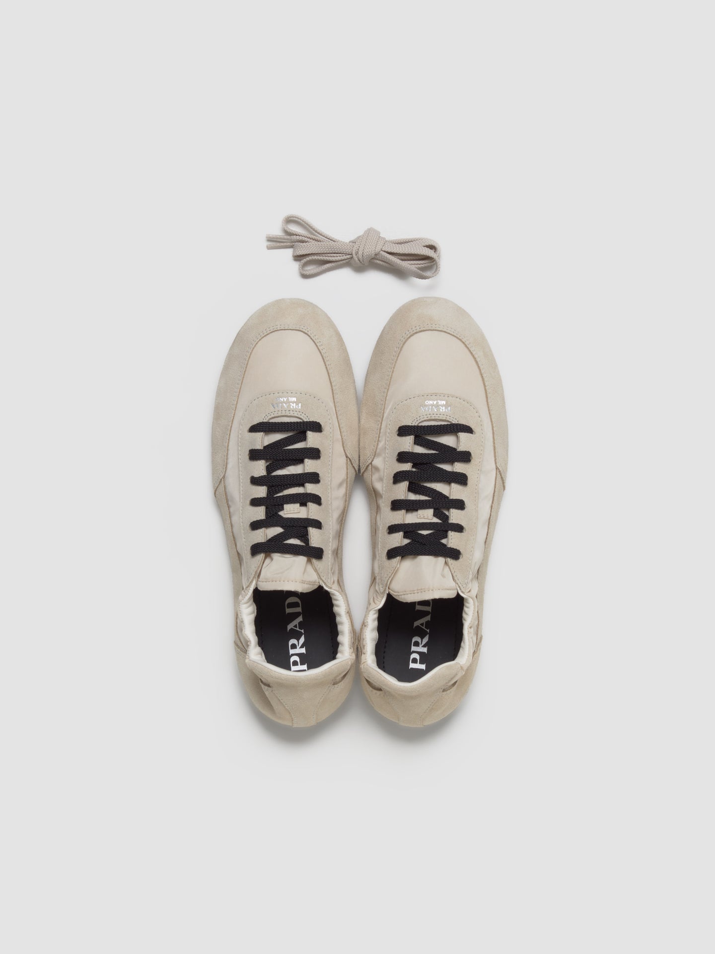 Collapse Re-Nylon And Suede Sneaker in Beige