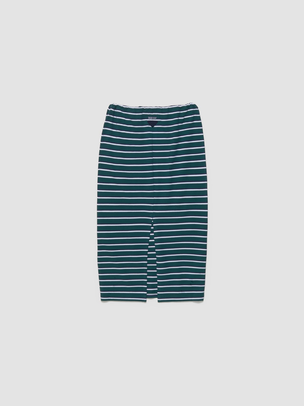 Striped Piquet Midi Skirt in Green & Blue