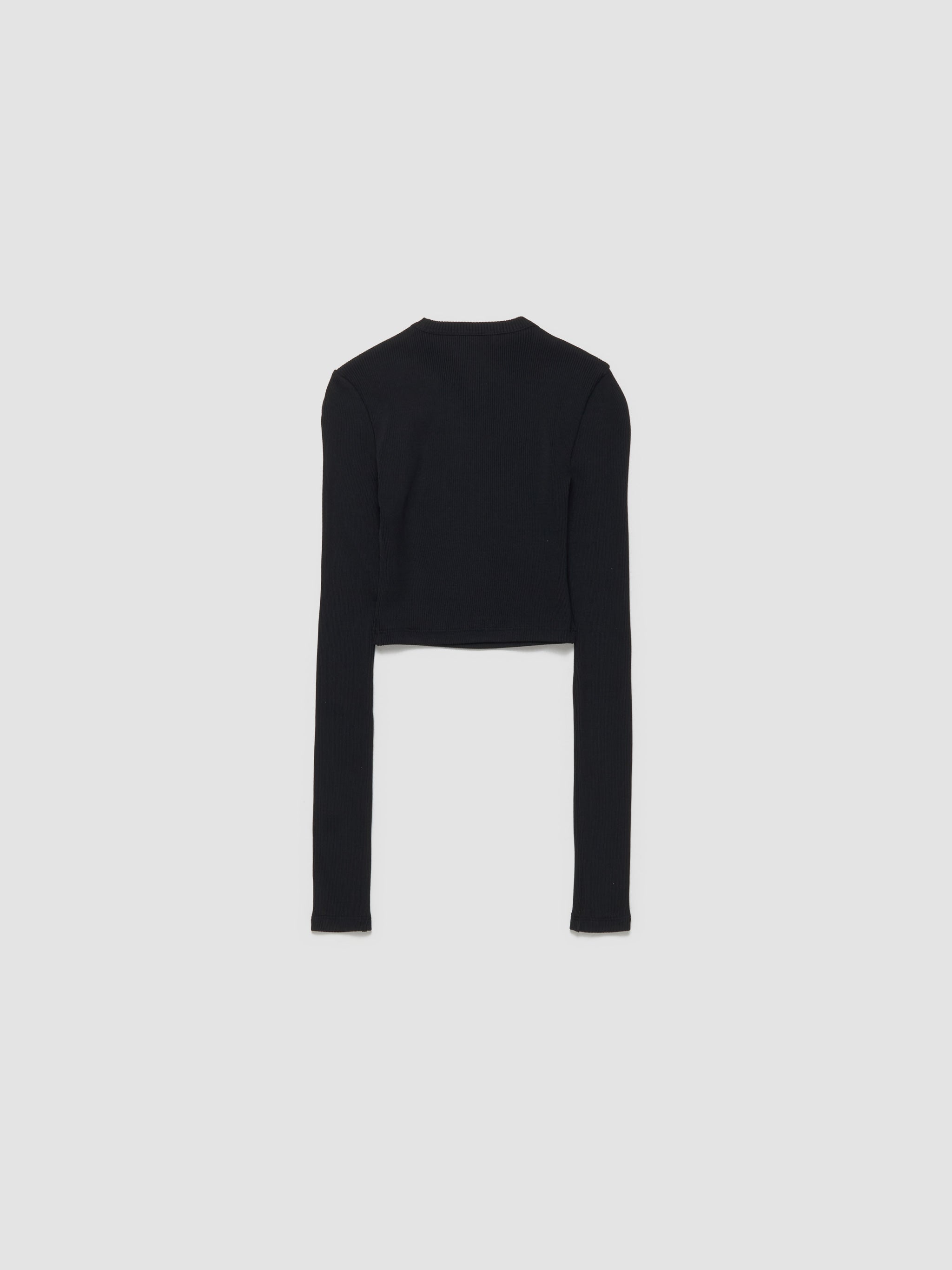 Cropped Long Sleeve Top in Black