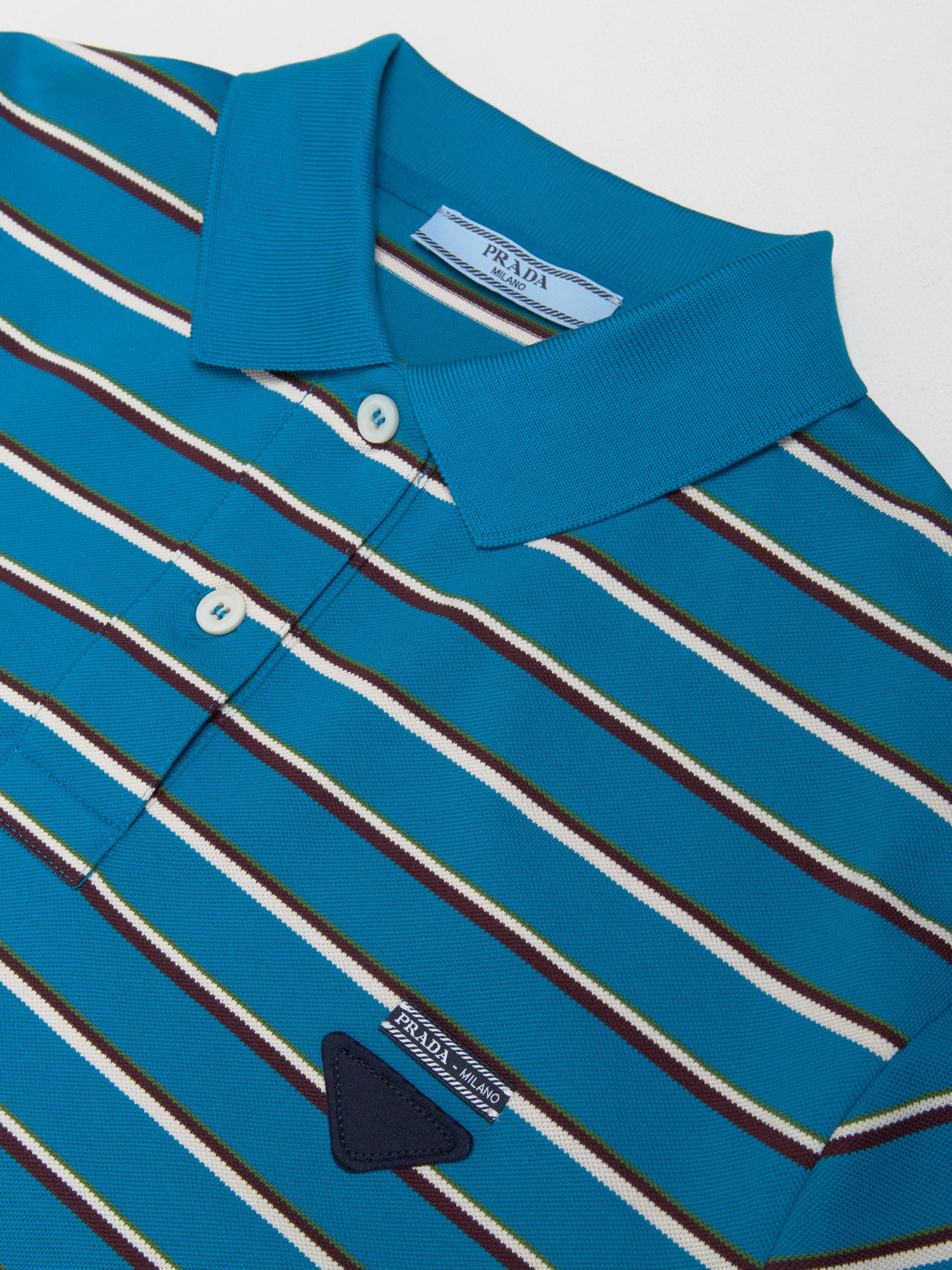 Striped Long Sleeve Polo T-Shirt in Blue