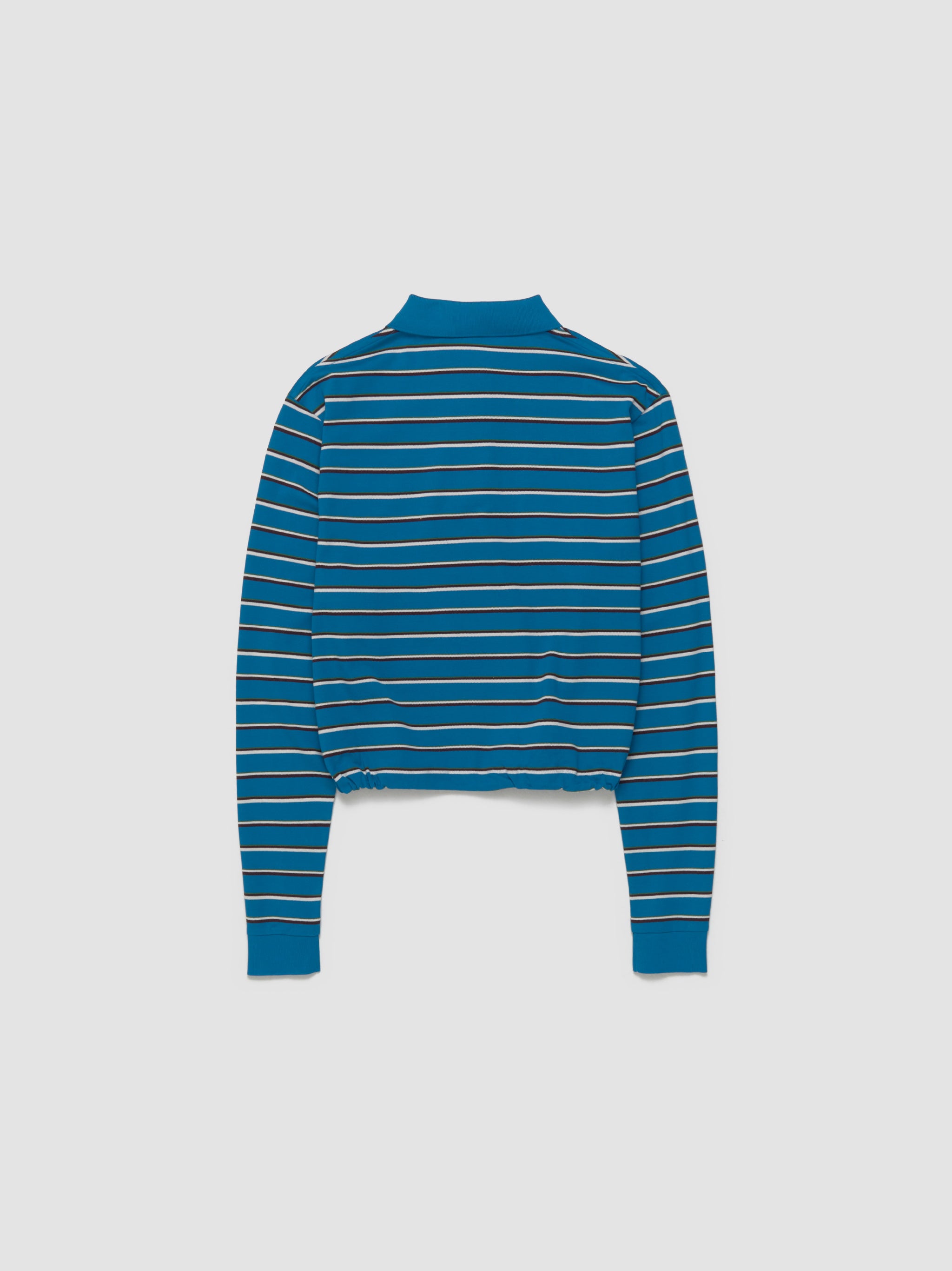 Striped Long Sleeve Polo T-Shirt in Blue