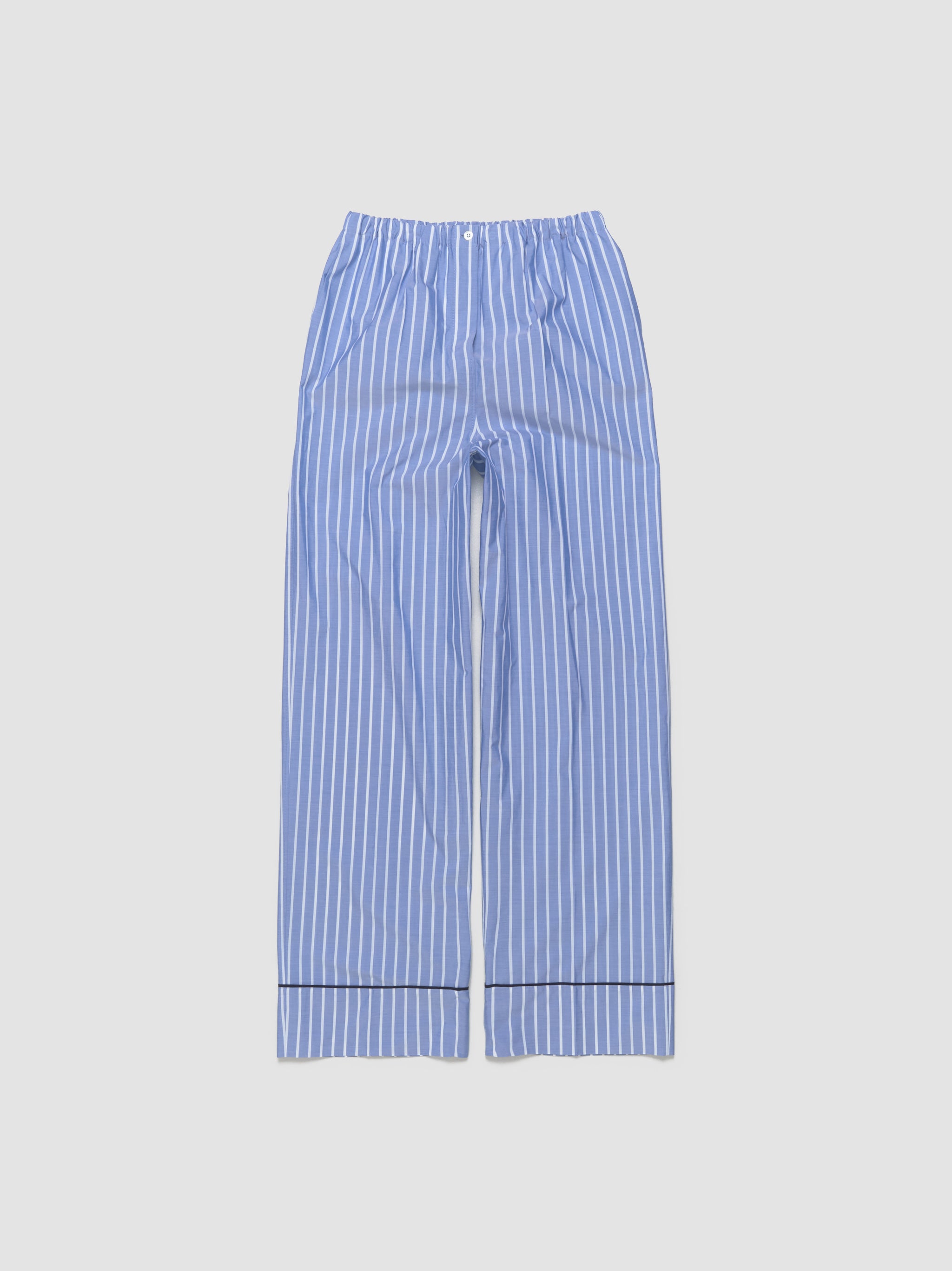 Striped Chambray Trousers in Sapphire Blue