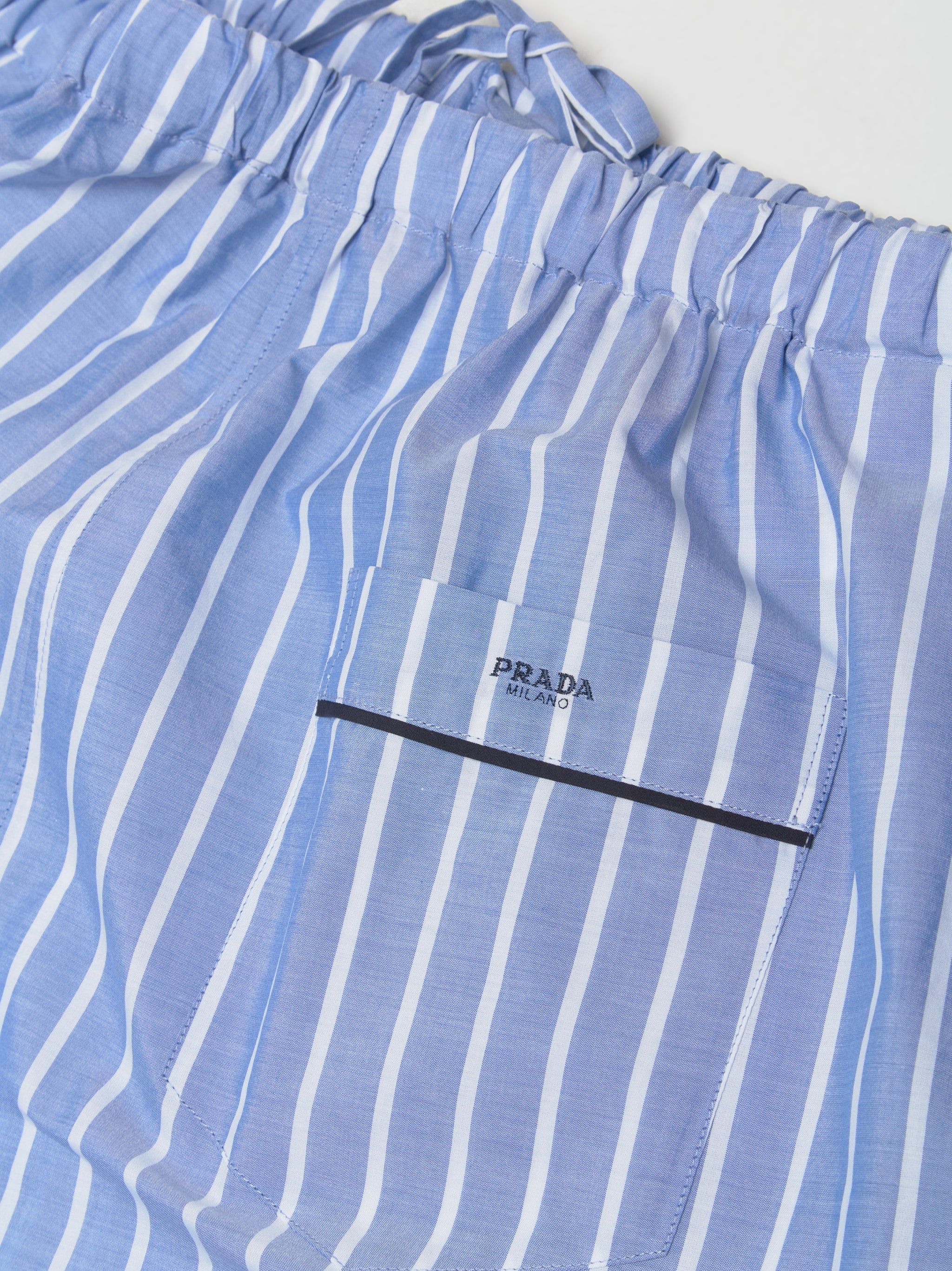 Striped Chambray Trousers in Sapphire Blue