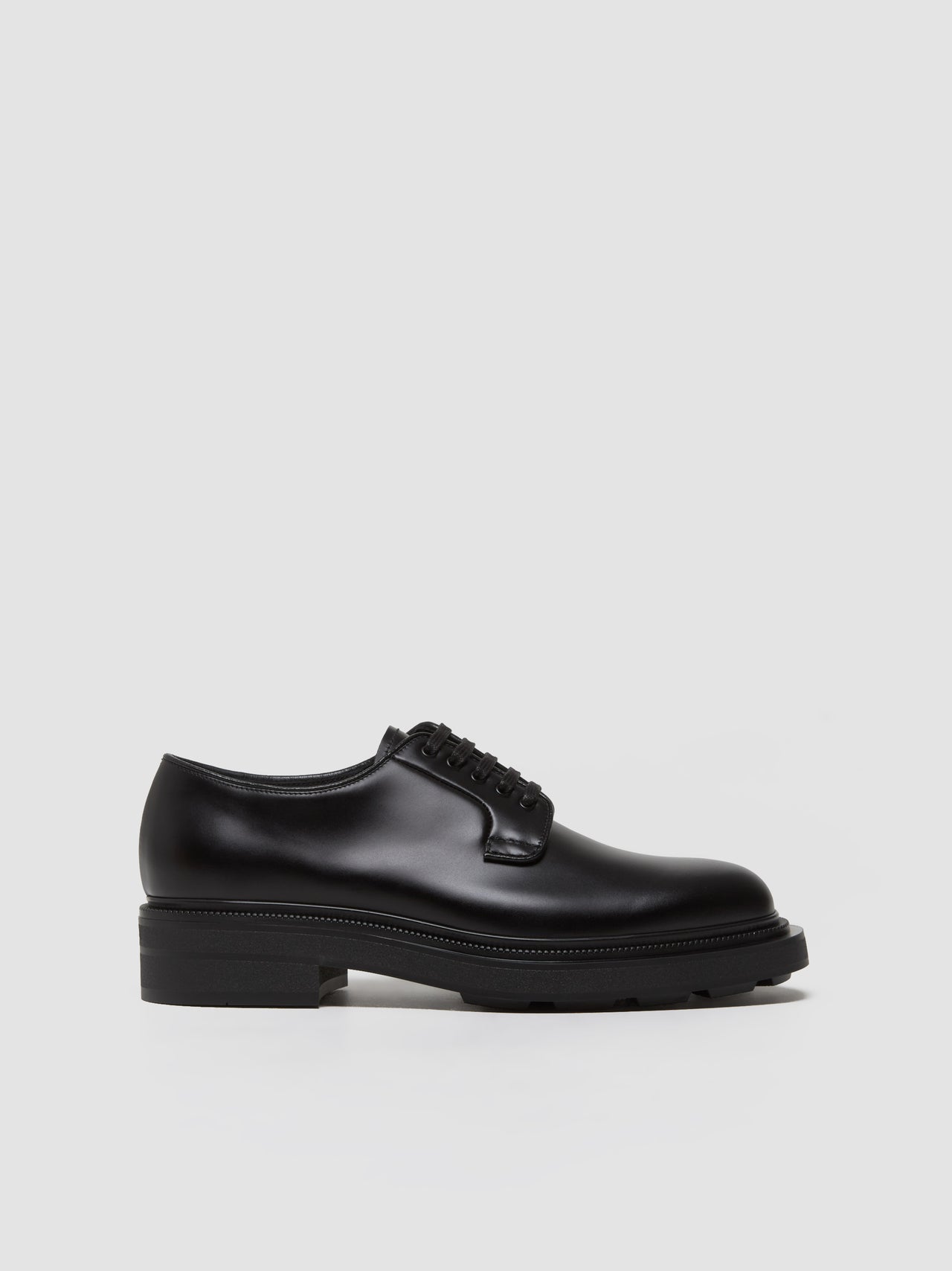 Brushed Leather Derby Shoes in Black