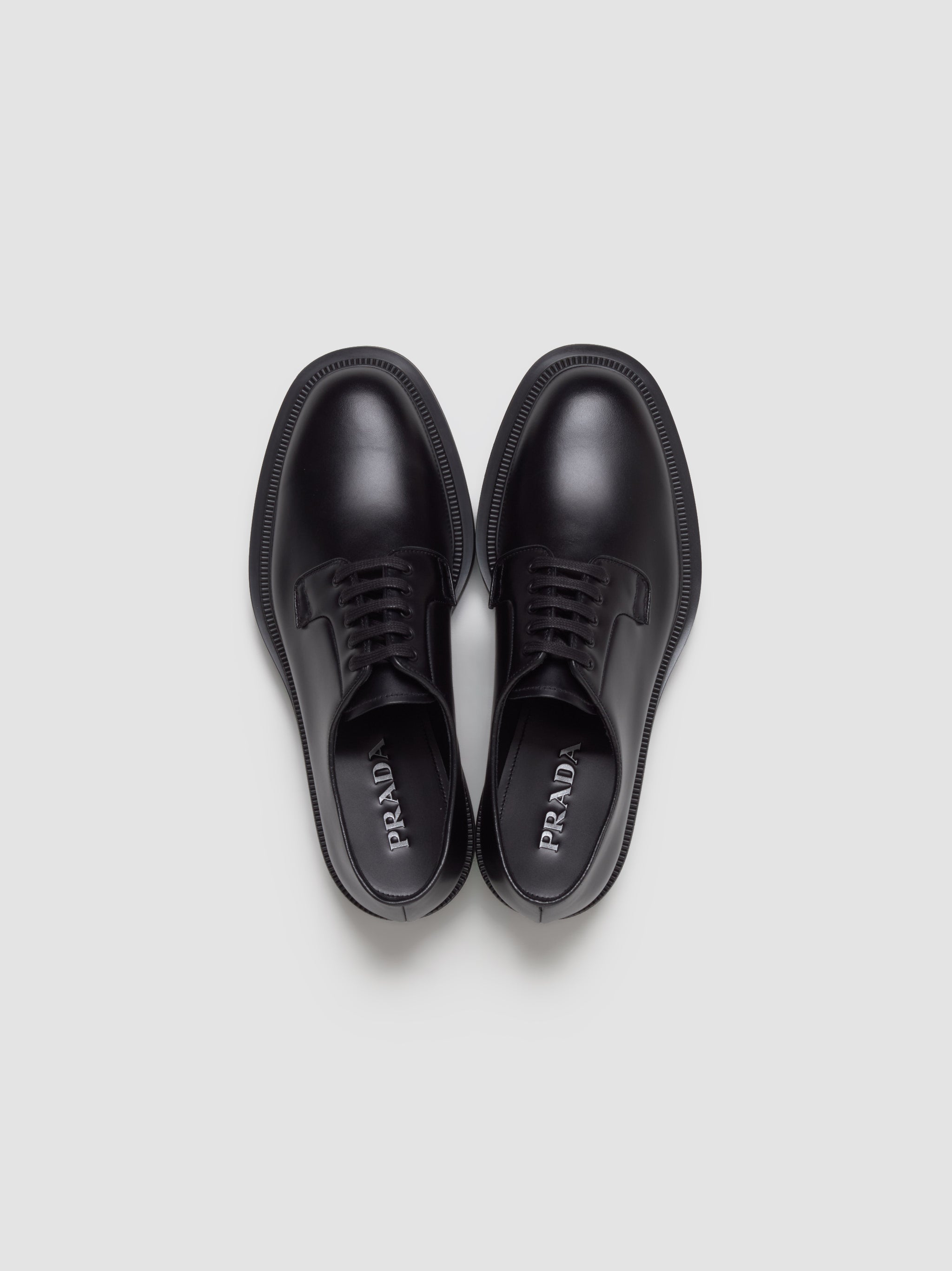 Brushed Leather Derby Shoes in Black