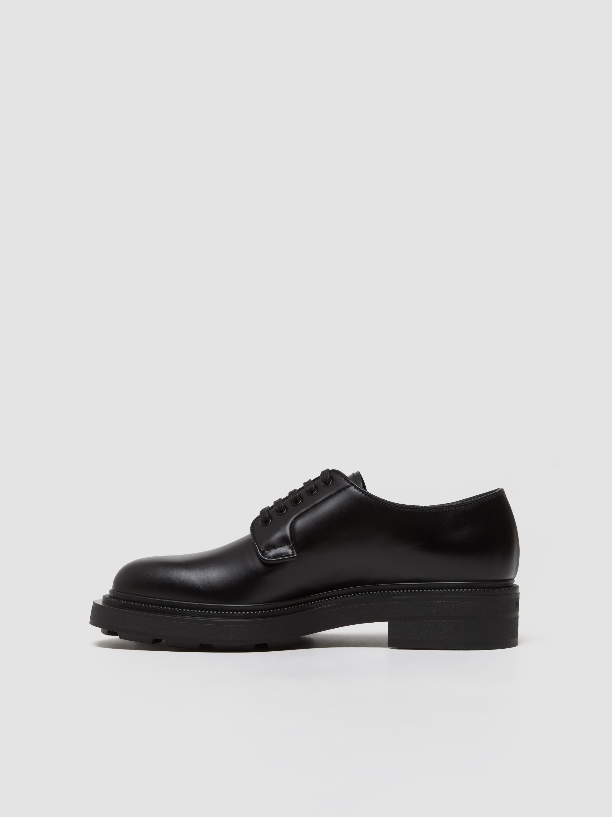 Brushed Leather Derby Shoes in Black