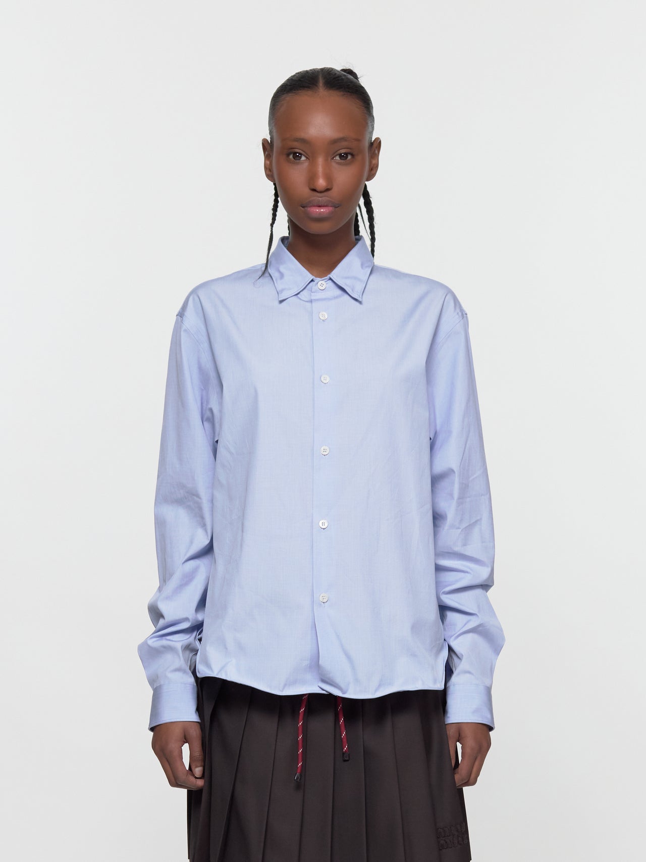 Twisted Hem Shirt in Light Blue