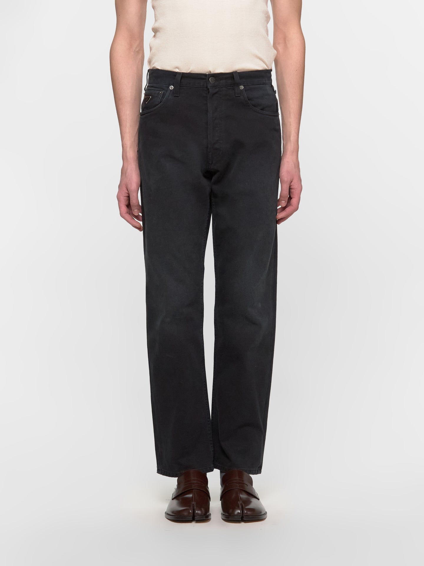 Denim Cotton Pants in Black