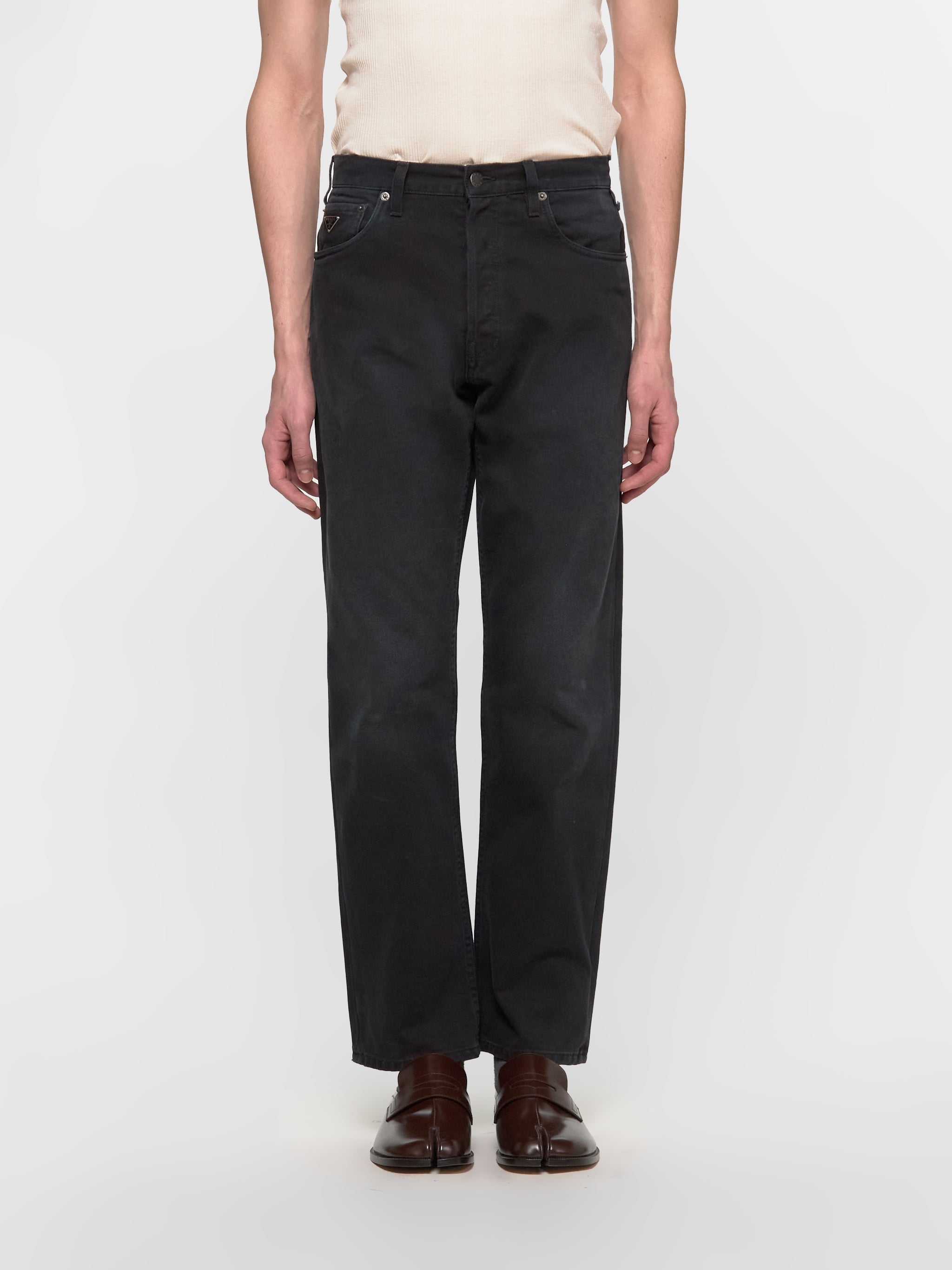 Denim Cotton Pants in Black