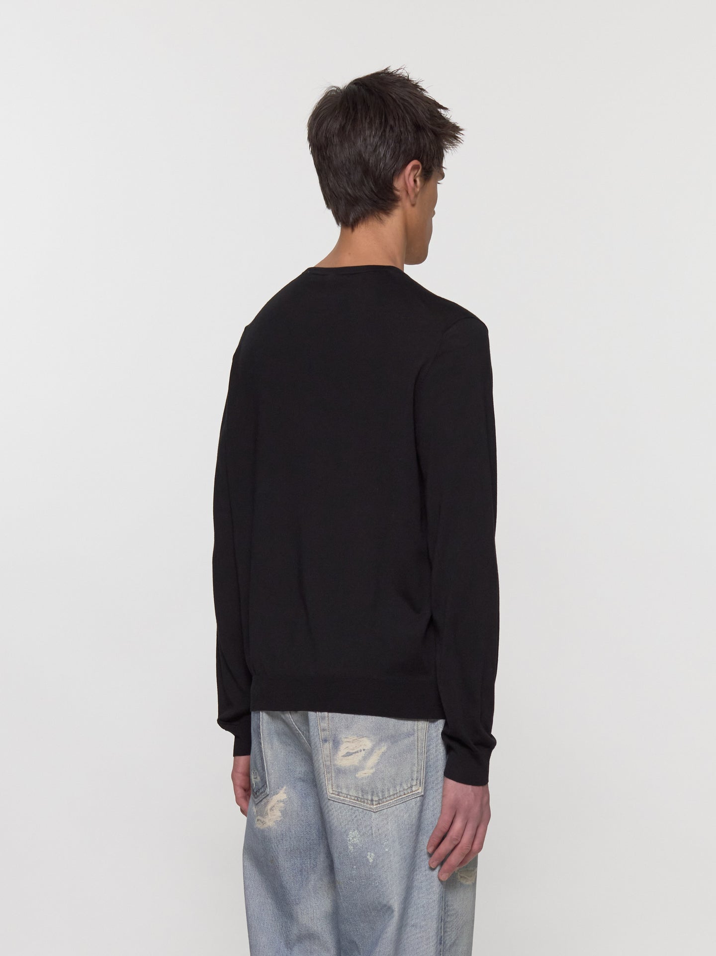 Merino Crew Sweater in Black